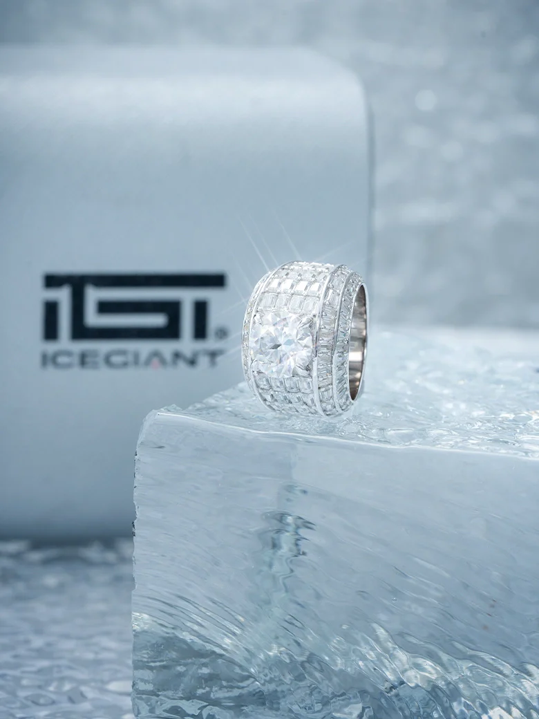 Custom 4CT Moissanite & Baguette Cut Ring - Image 2