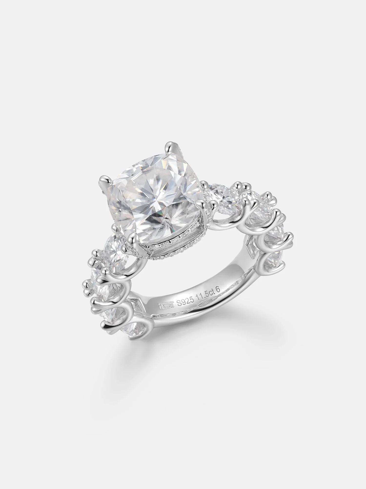 Cushion Cut Solitaire Moissanite Eternity Ring - Image 2