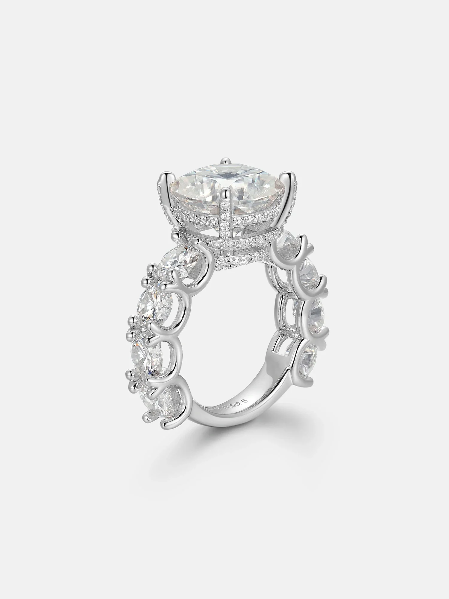 Cushion Cut Solitaire Moissanite Eternity Ring - Image 3