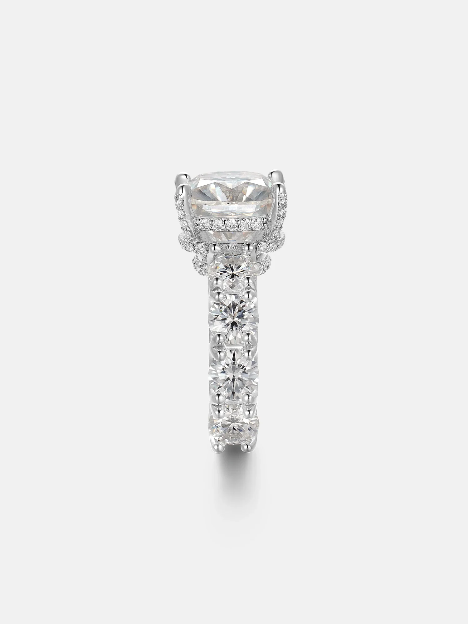 Cushion Cut Solitaire Moissanite Eternity Ring - Image 4