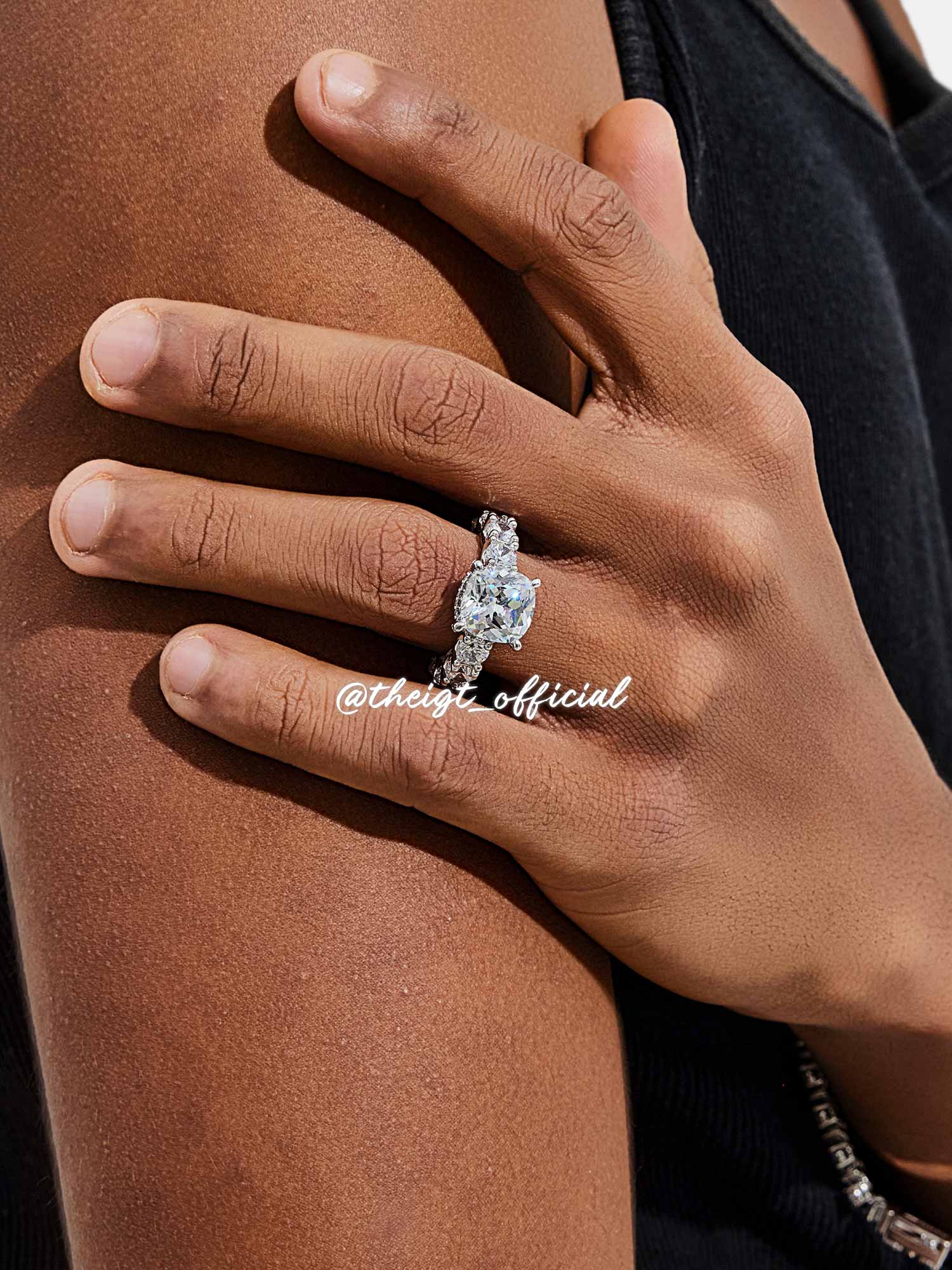 Cushion Cut Solitaire Moissanite Eternity Ring - Image 5