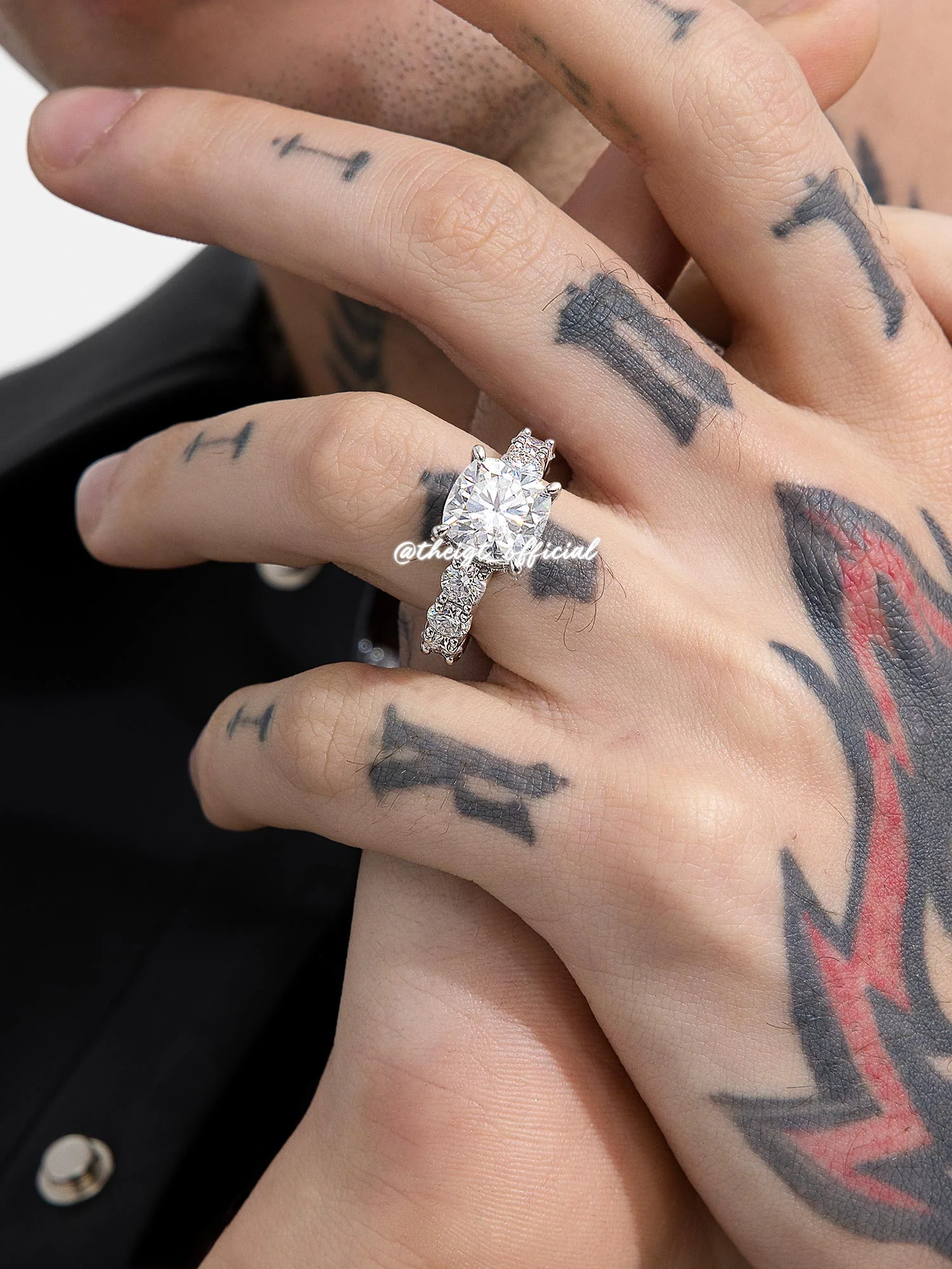 Cushion Cut Solitaire Moissanite Eternity Ring - Image 7