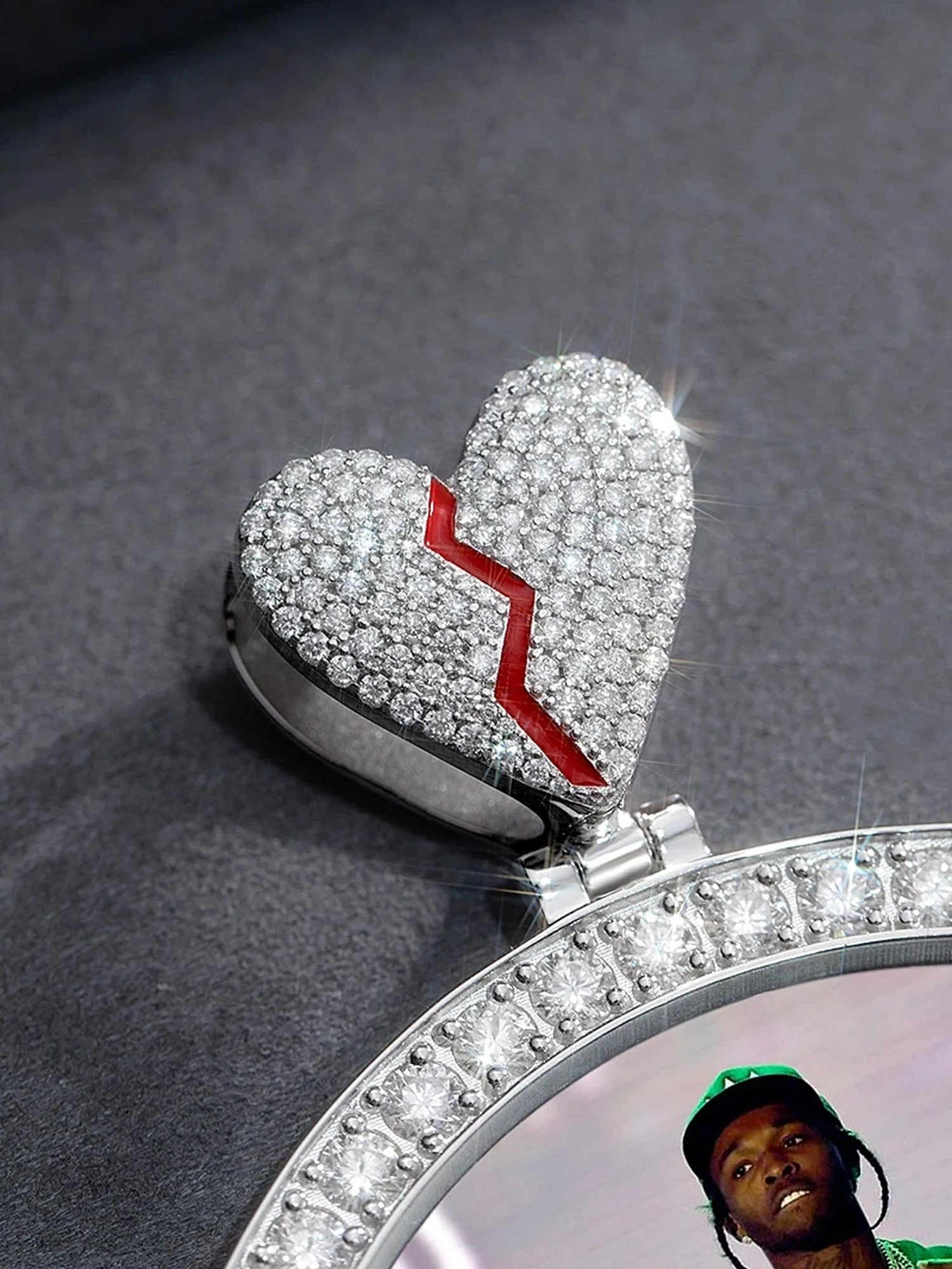 Custom 3-Inch Picture Pendant with Broken Heart Bail - Image 3