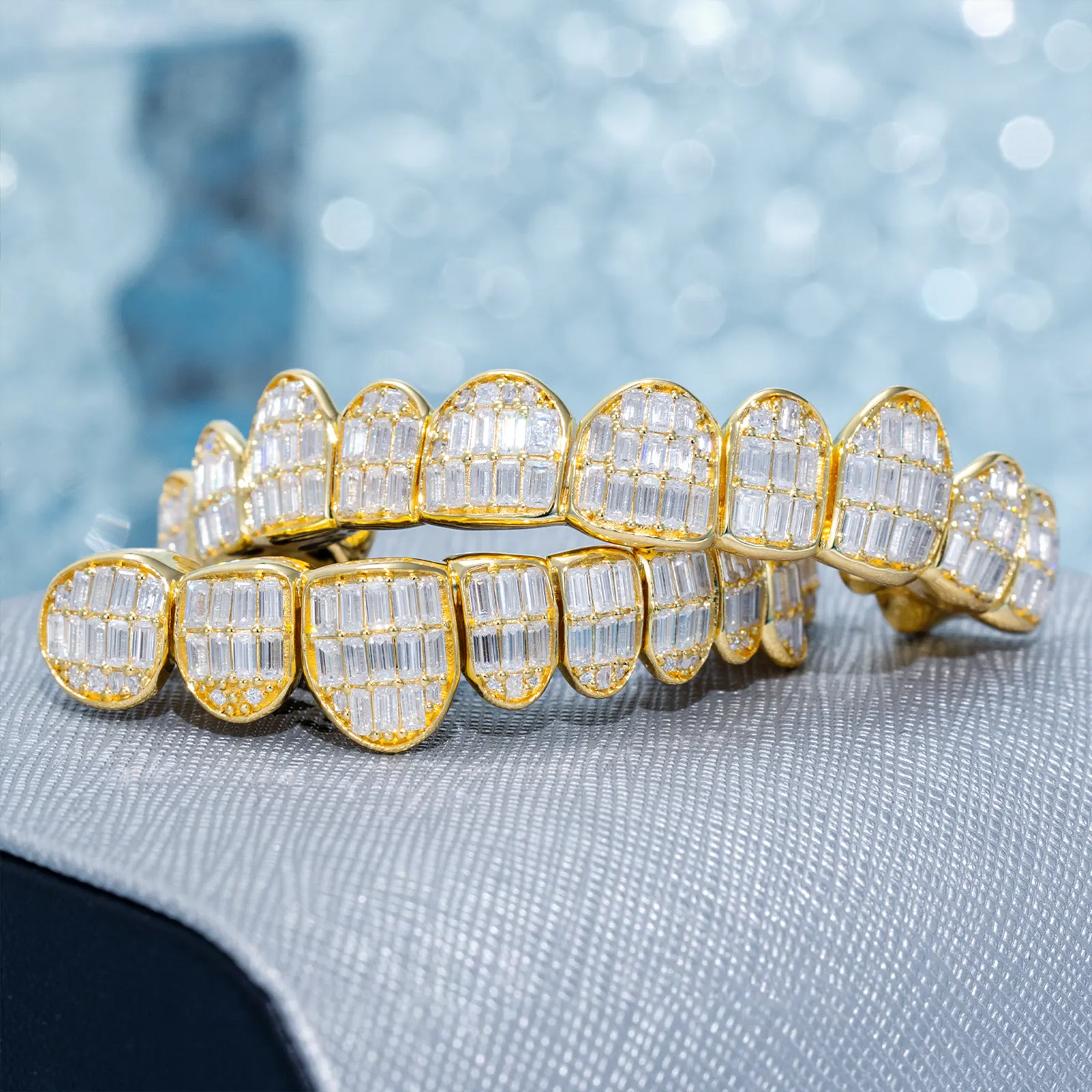 Custom Fully Iced Baguette Cut Grillz - Image 3