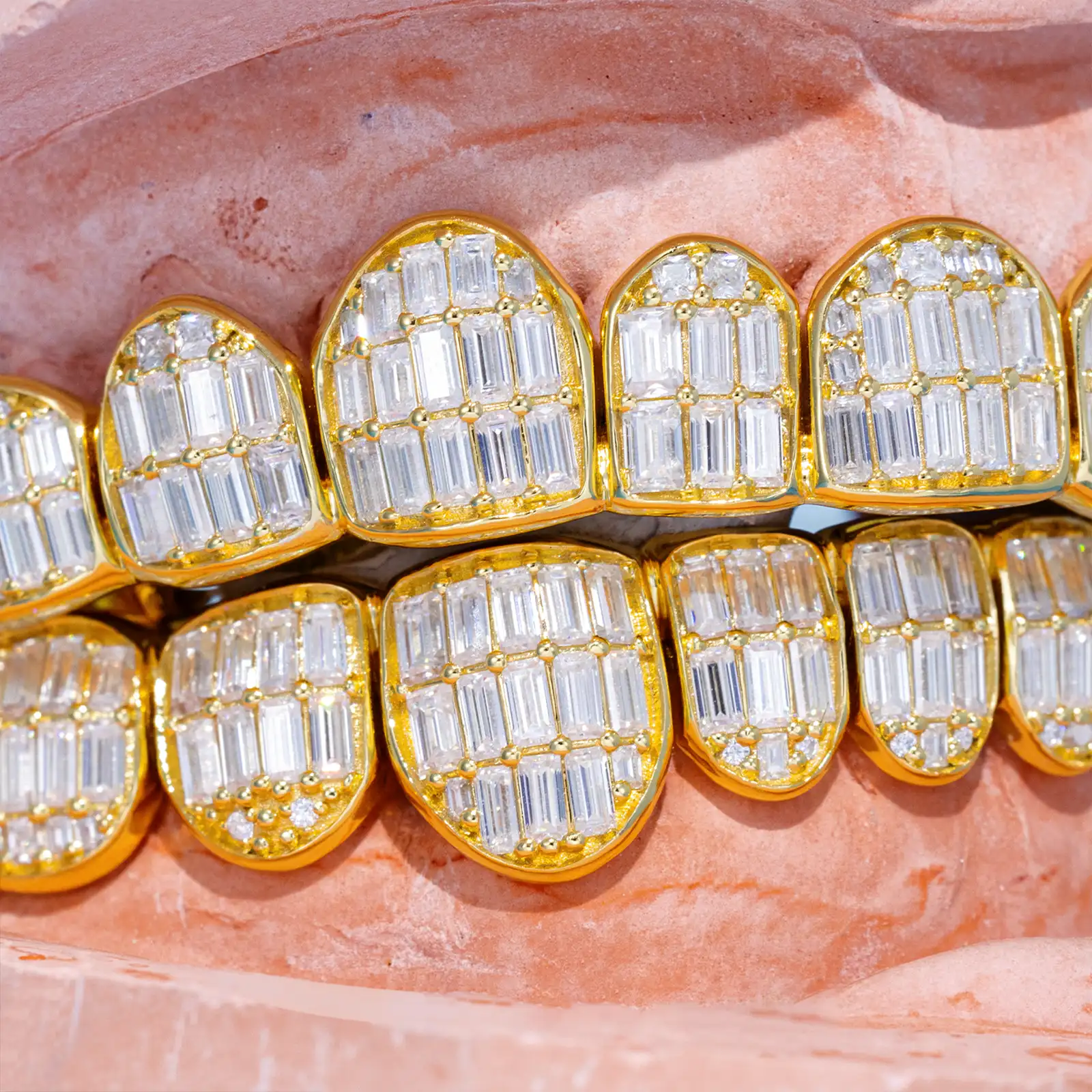 Custom Fully Iced Baguette Cut Grillz - Image 4