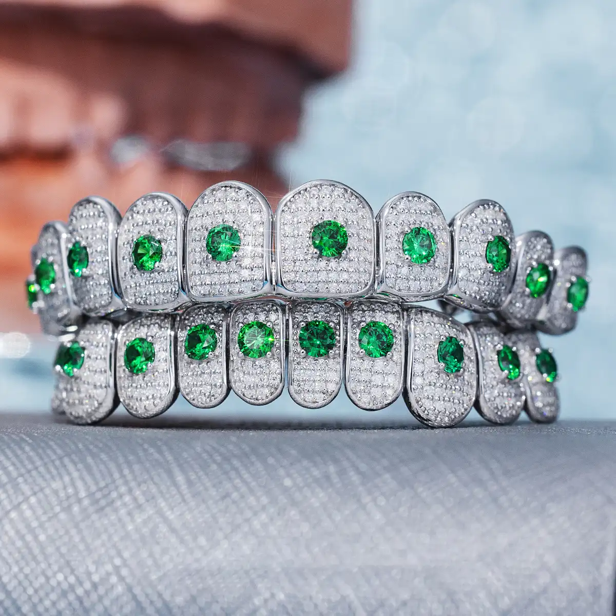 Custom Green Gemstone Grillz - Image 3