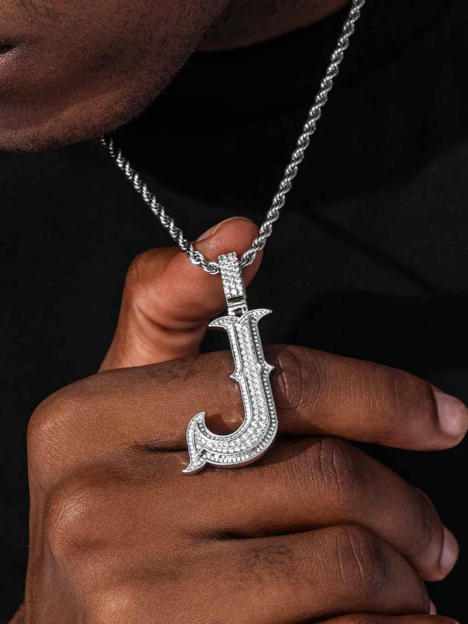 Custom Made J Moissanite Pendant - Image 6