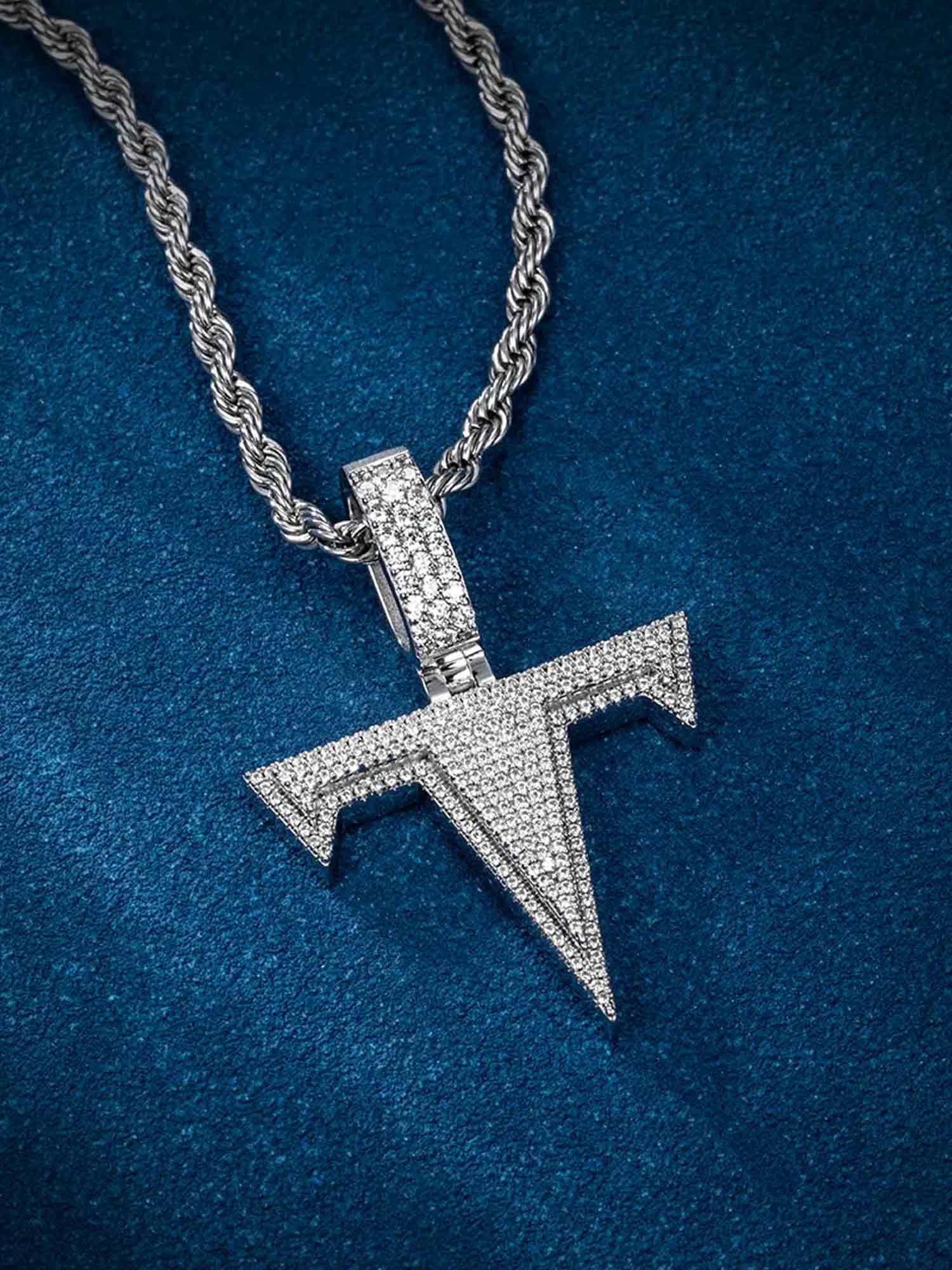 Custom Made T Moissanite Pendant - Image 4
