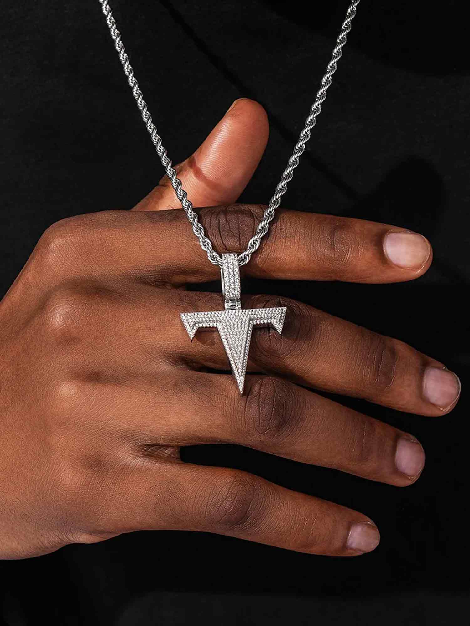 Custom Made T Moissanite Pendant - Image 5
