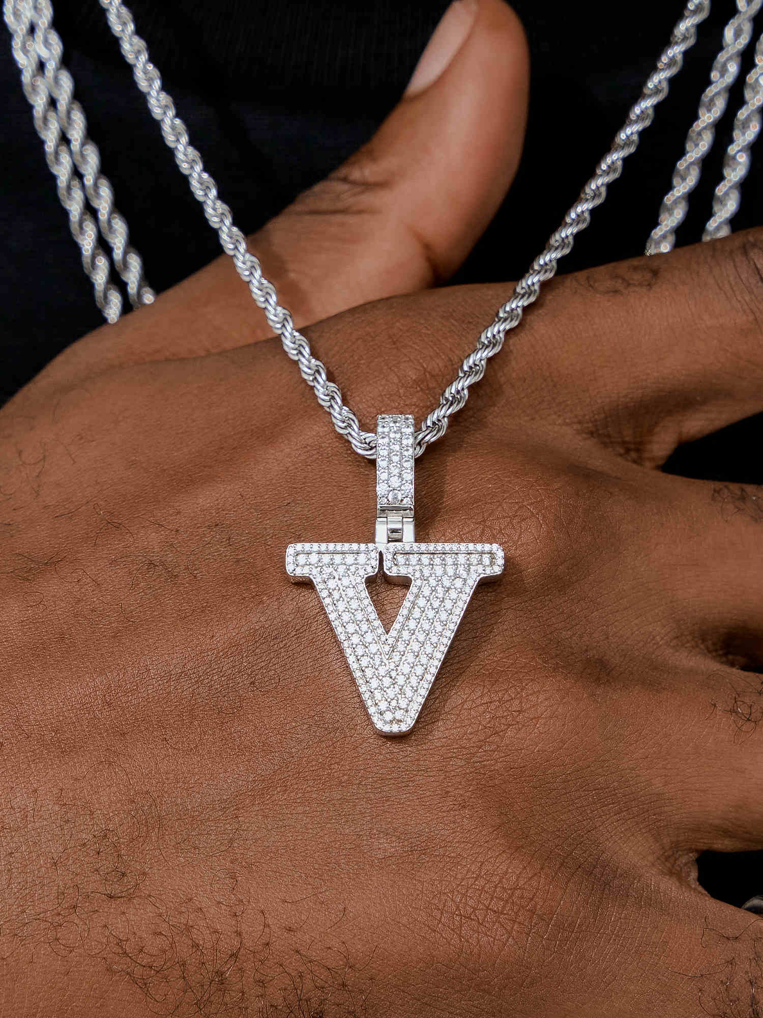 Custom Made V Moissanite Pendant - Image 5