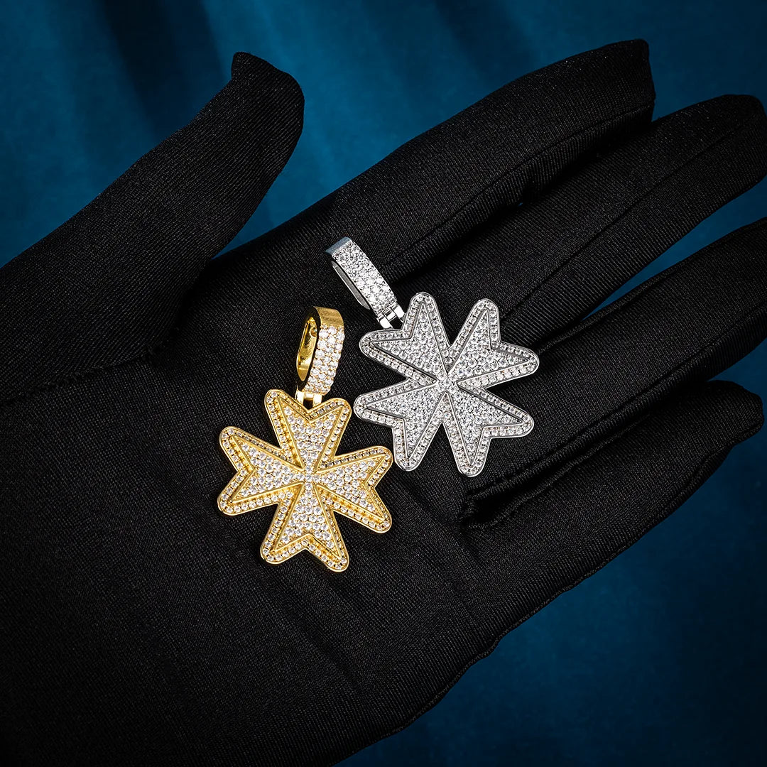 Custom Moissanite Maltese Cross Pendant - Image 5