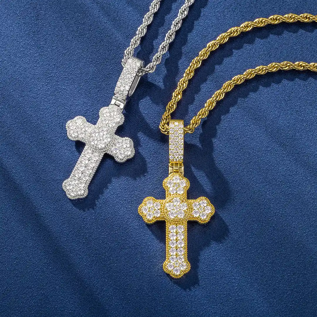 Custom Moissanite Orthodox Cross Pendant - Image 3