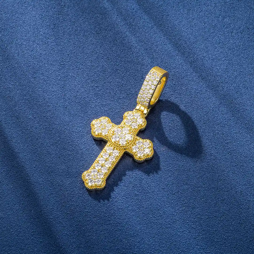 Custom Moissanite Orthodox Cross Pendant - Image 4
