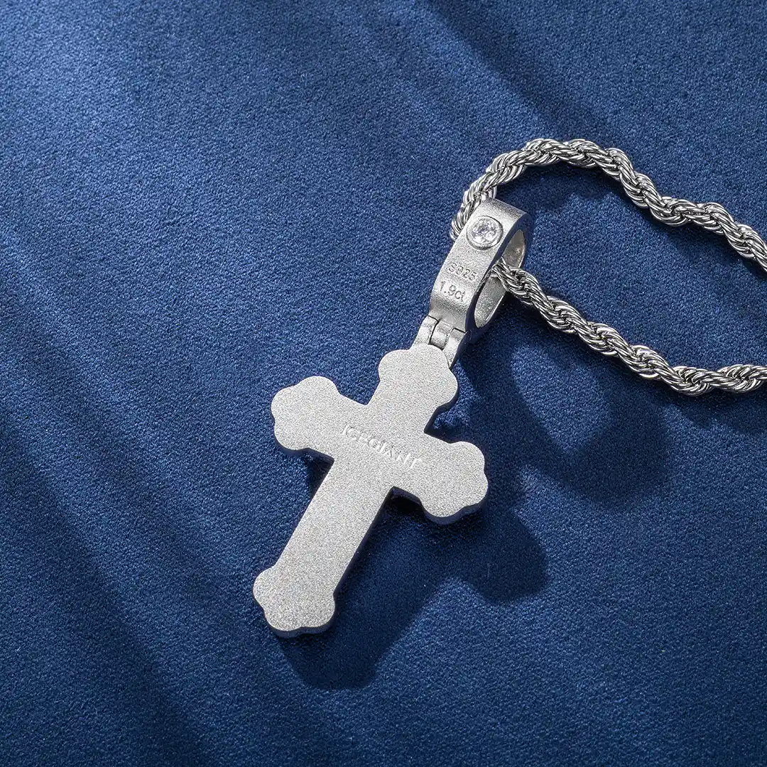 Custom Moissanite Orthodox Cross Pendant - Image 5