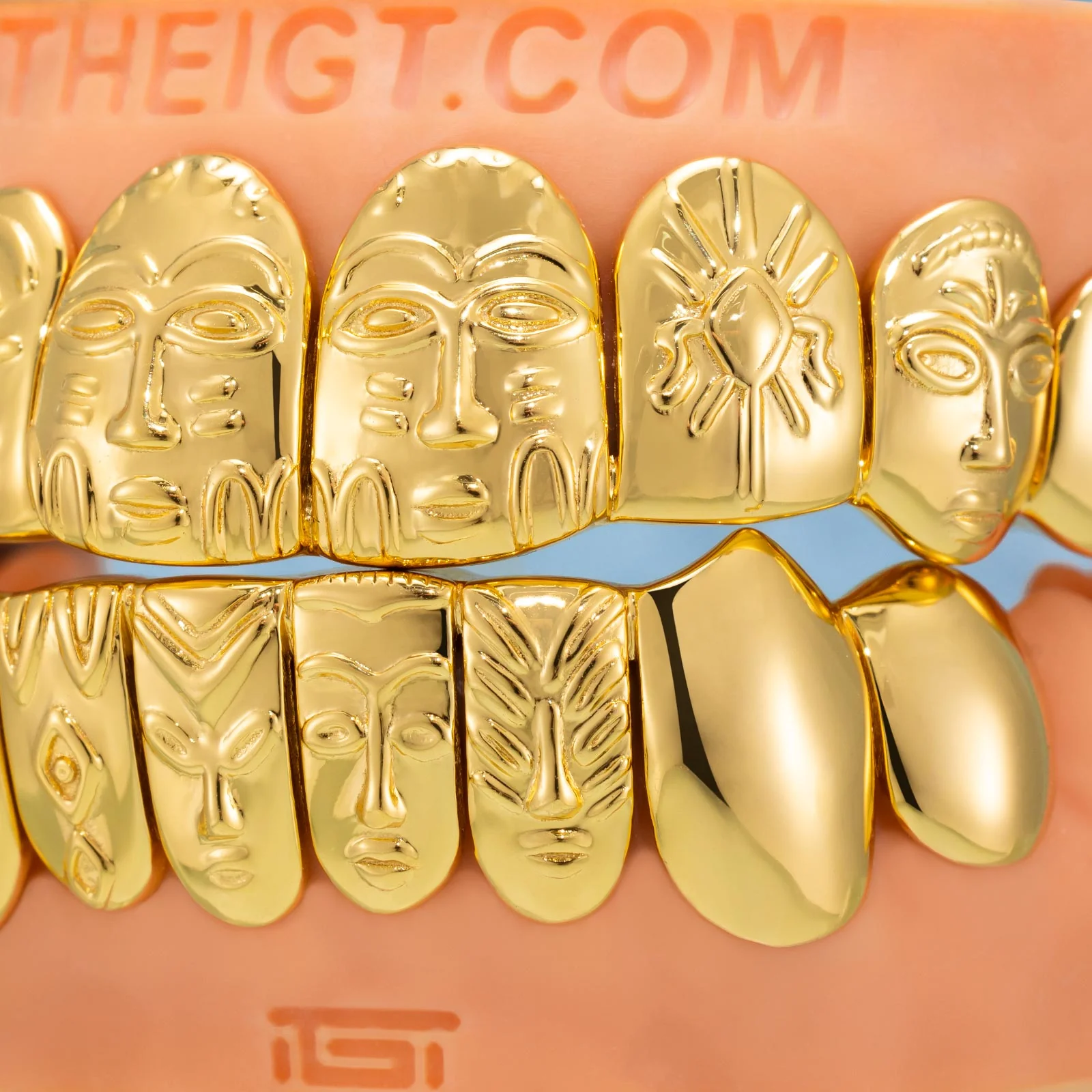 Custom Polished Gold Pattern Grillz - Image 3