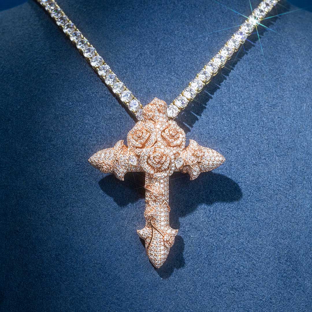 Custom Rose Cross Pendant - Image 4