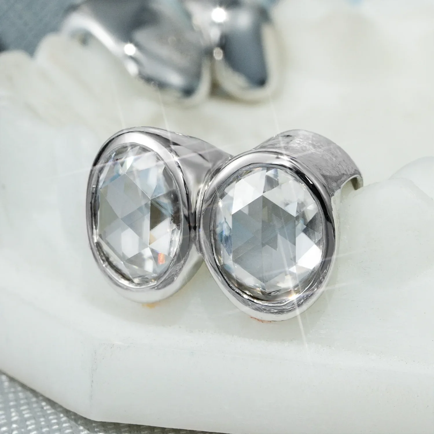 Custom Unique Single Oval Moissanite Grillz - Image 3