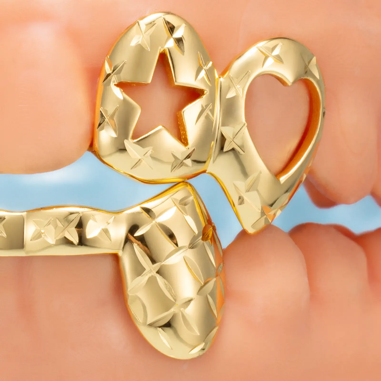 Diamond Cut Grillz W Heart & Star On Top - Image 4