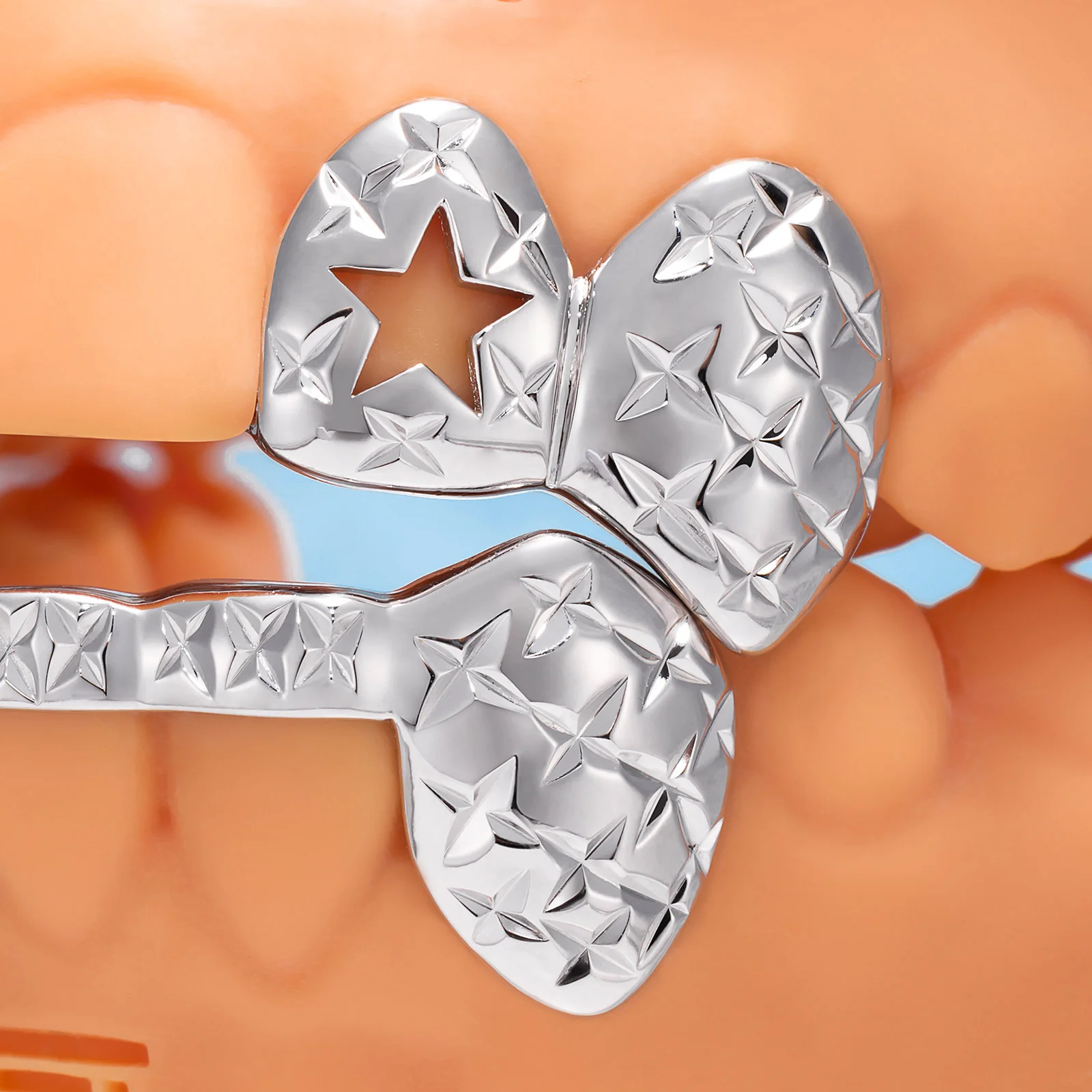 Diamond Cut Grillz W Heart & Star On Top - Image 7