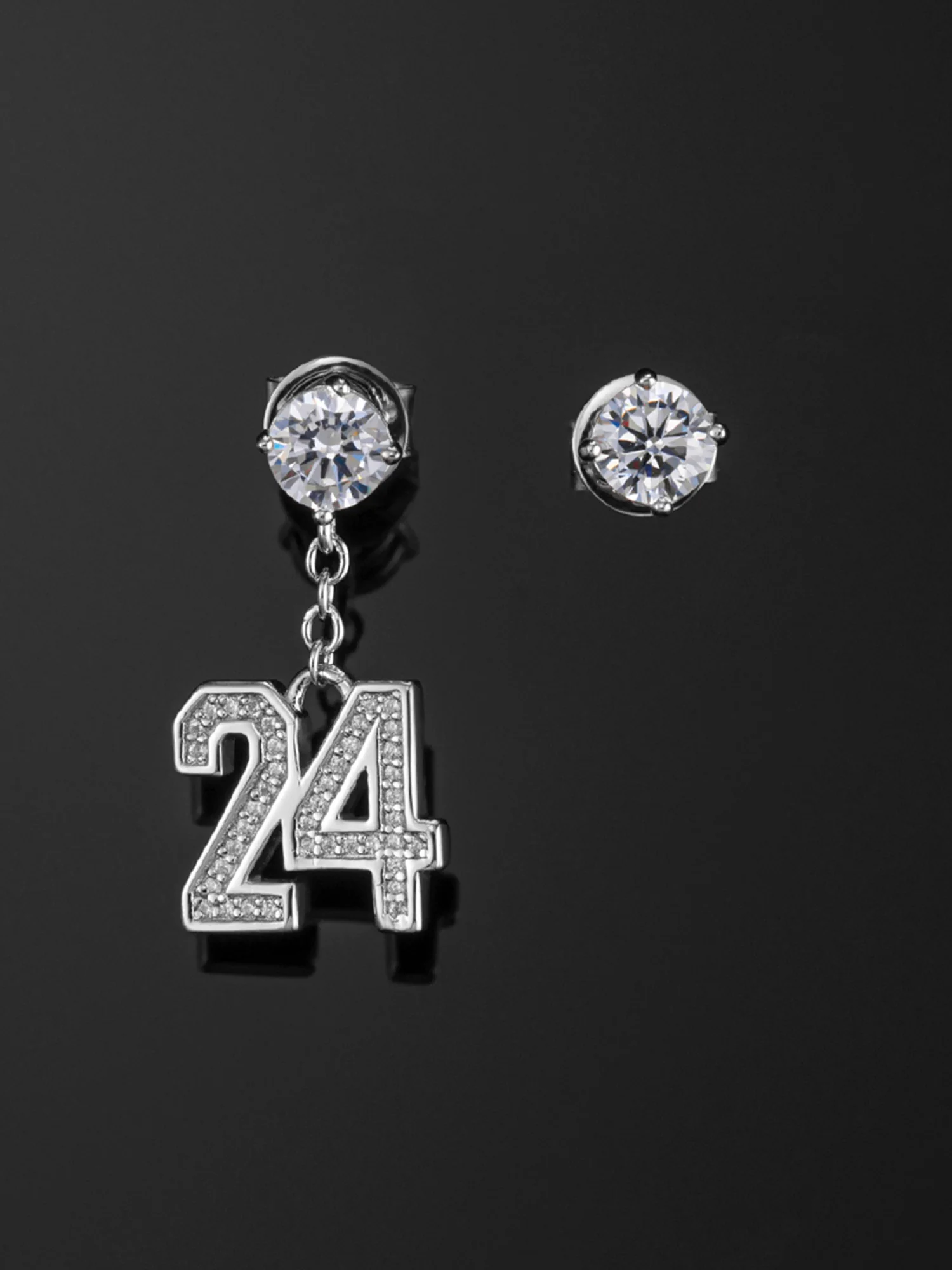 Moissanite Number Stud Dangle Earrings - Image 5