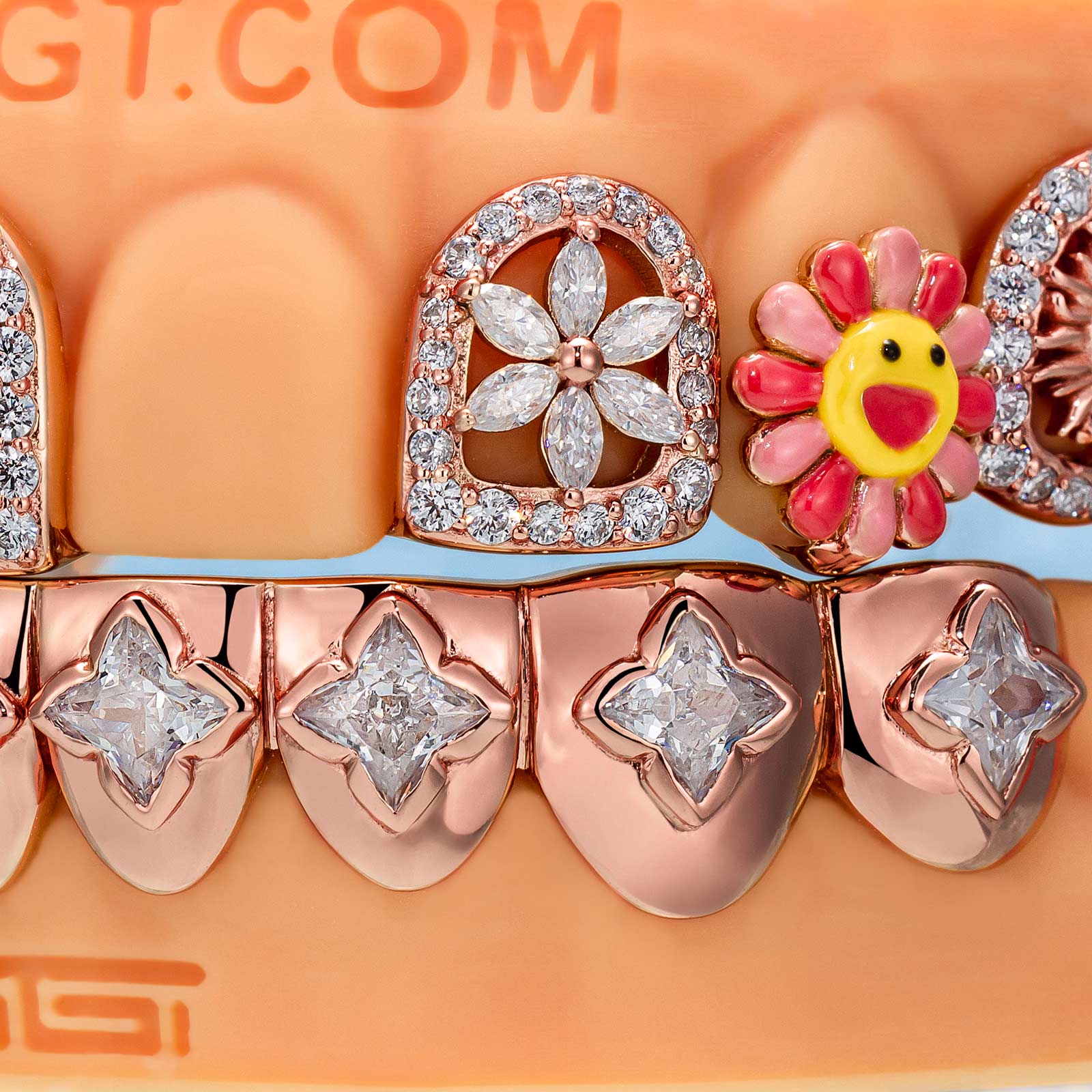 Diamond Smile Face And Sunflower Grillz - Image 2