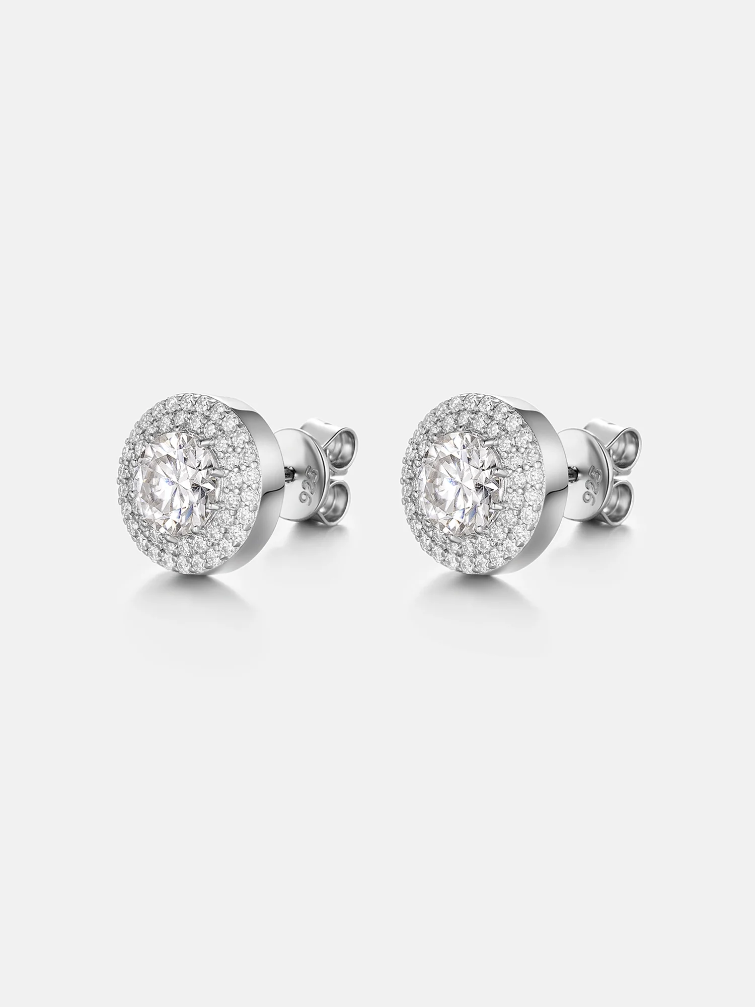 Double Halo Round Cut Moissanite Earrings-2.4 Carat Total - Image 3
