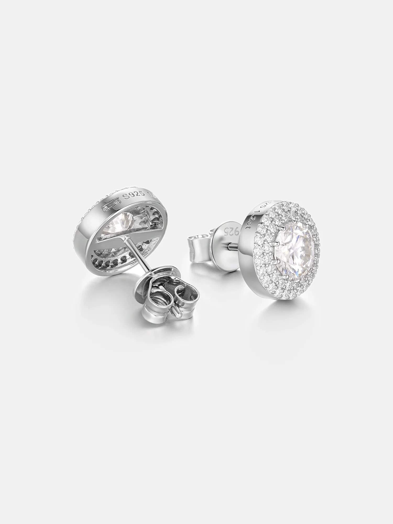 Double Halo Round Cut Moissanite Earrings-2.4 Carat Total - Image 4