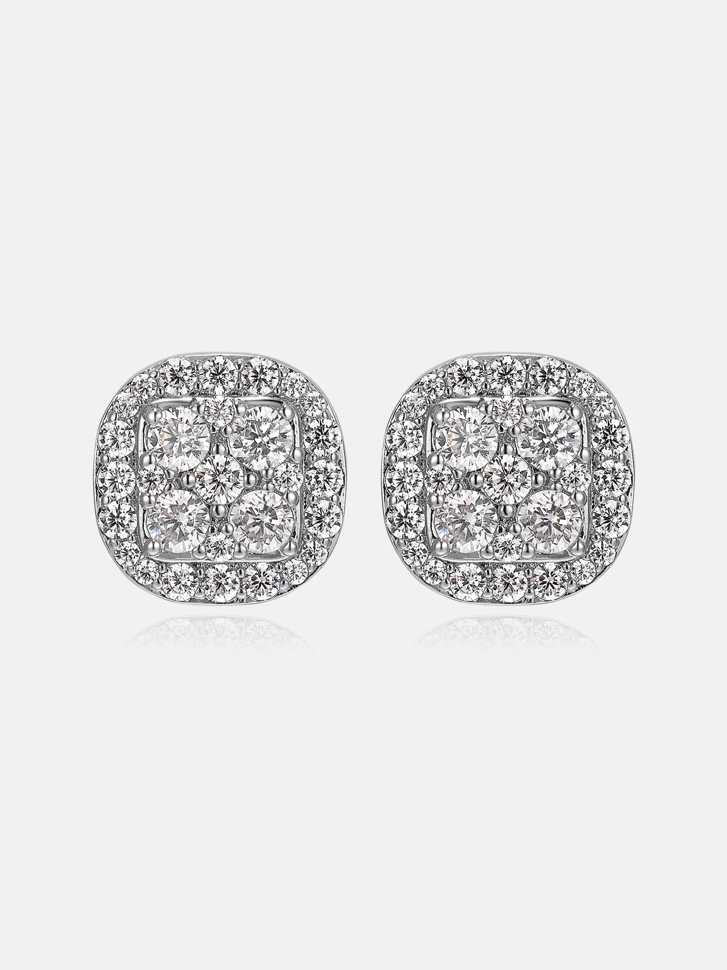 Double-layer Full Iced Moissanite Square Earrings