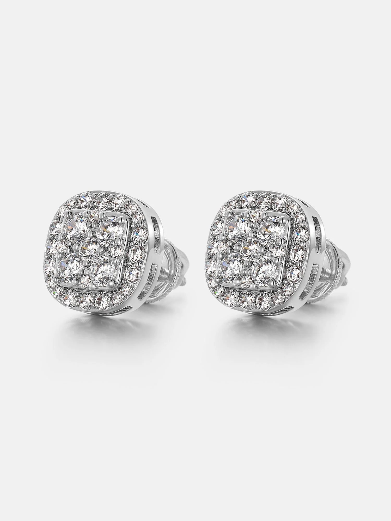 Double-layer Full Iced Moissanite Square Earrings - Image 2
