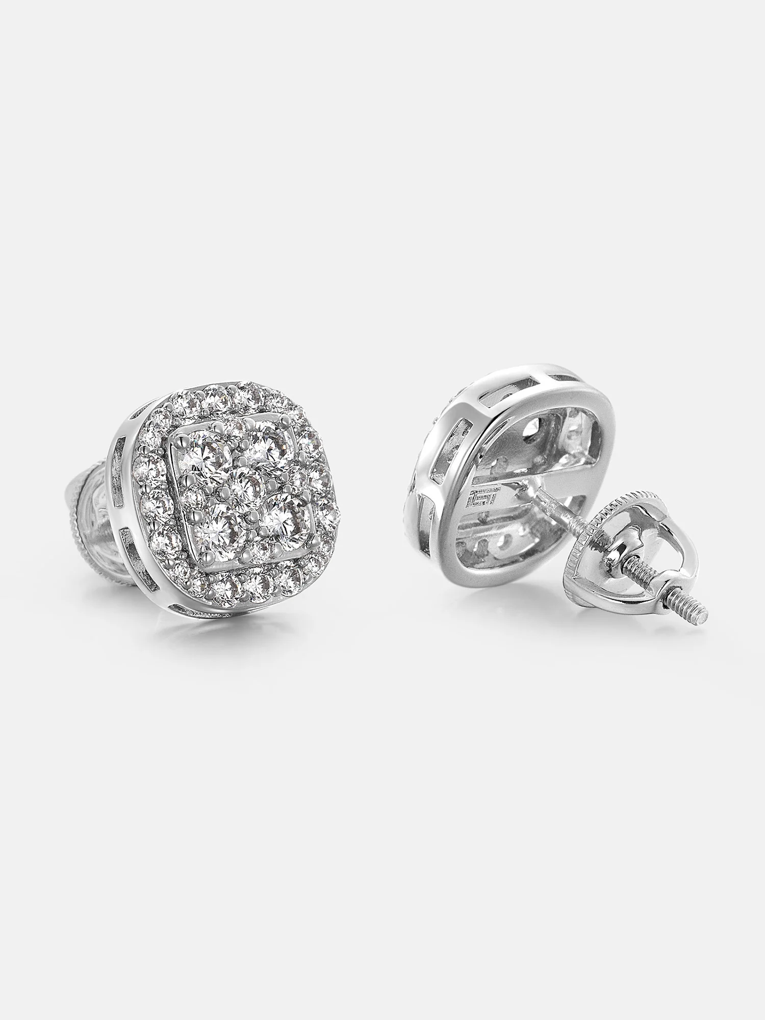 Double-layer Full Iced Moissanite Square Earrings - Image 3