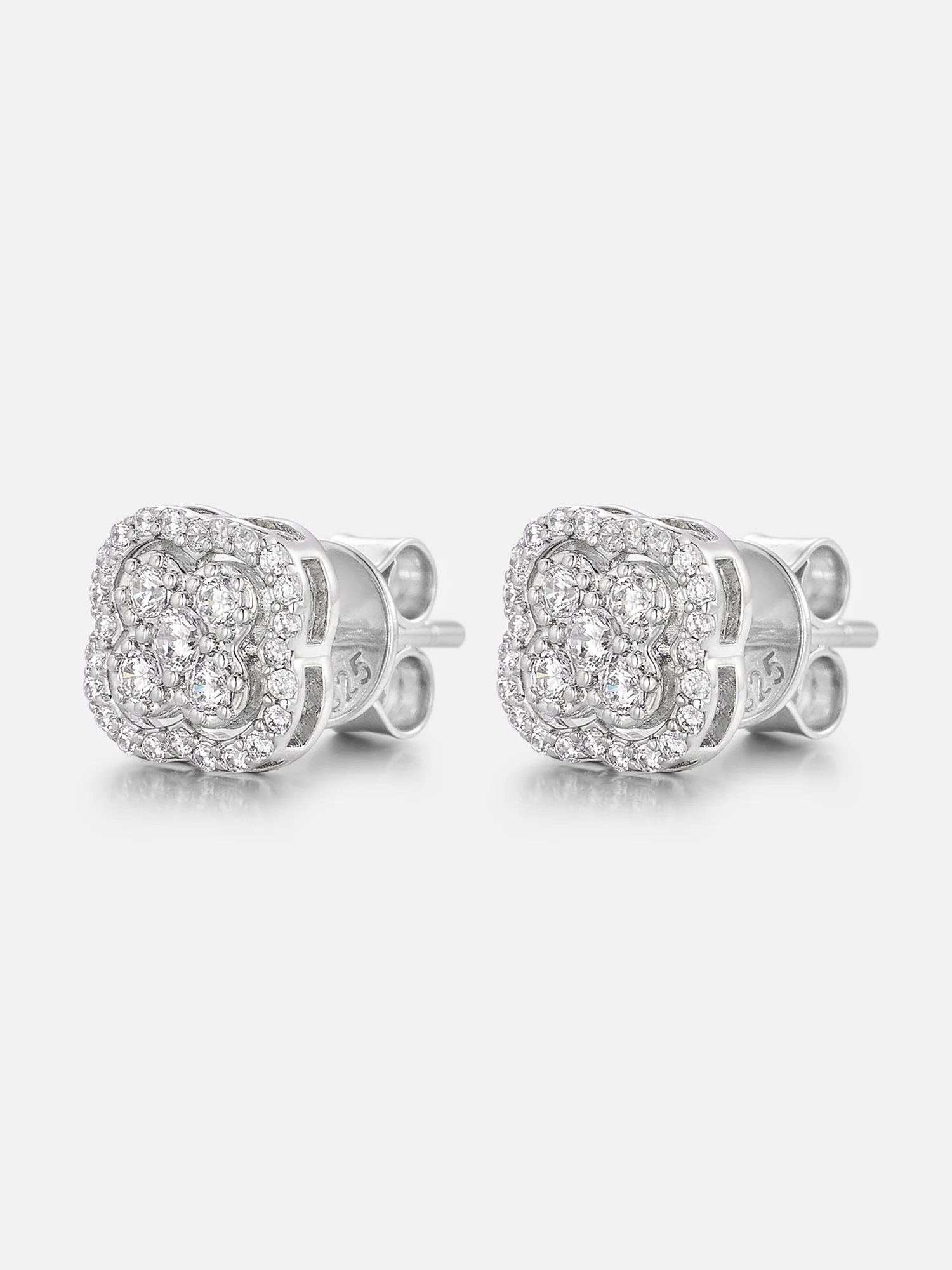 Double-Layer Moissanite Four Leaf Clover Stud Earrings - Image 3