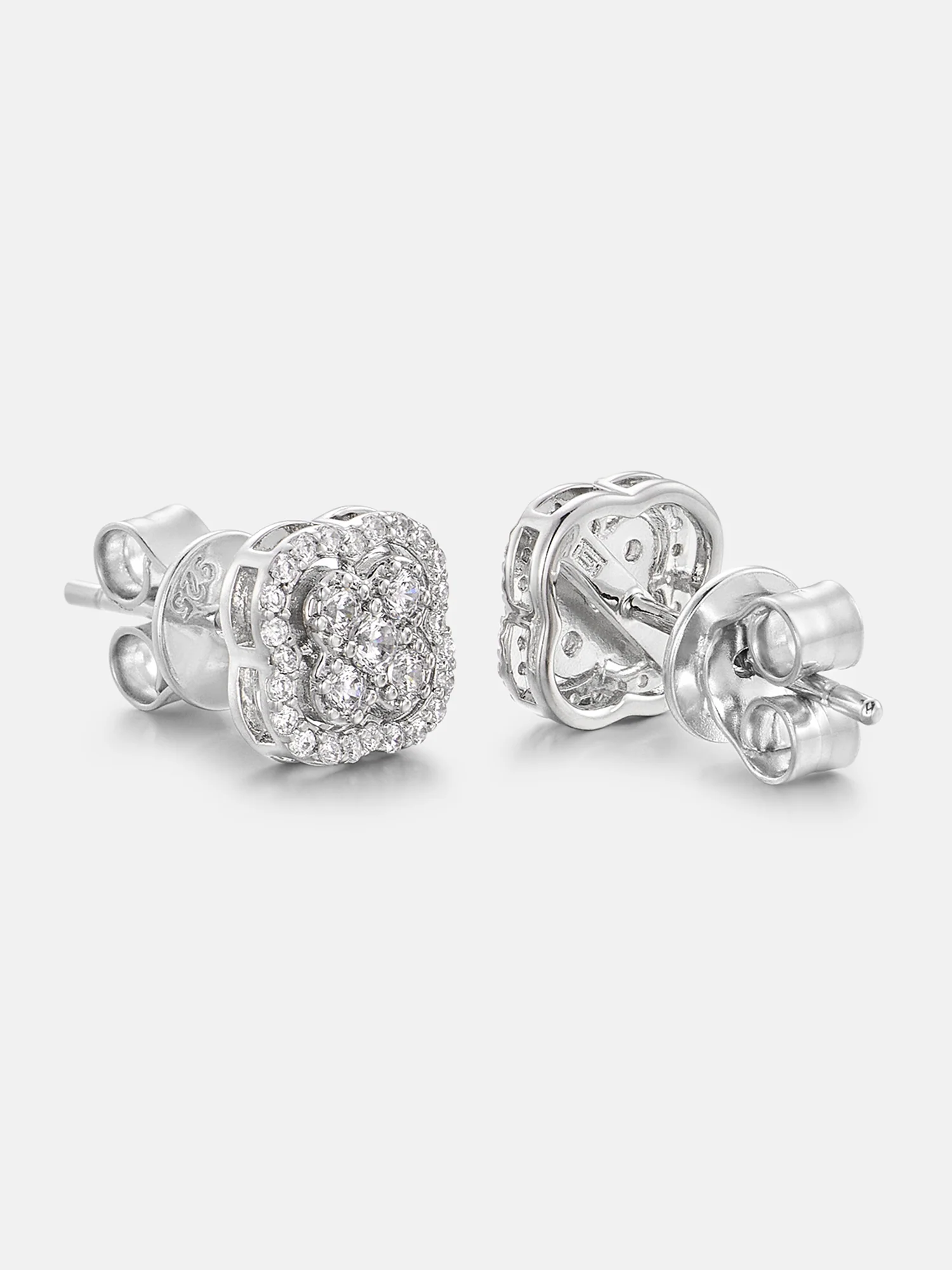 Double-Layer Moissanite Four Leaf Clover Stud Earrings - Image 4