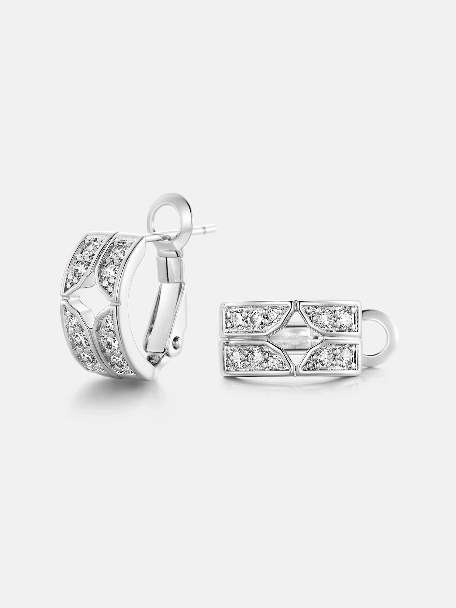 Double Row Four Leaf Clover Moissanite Hoop Earrings - Image 2