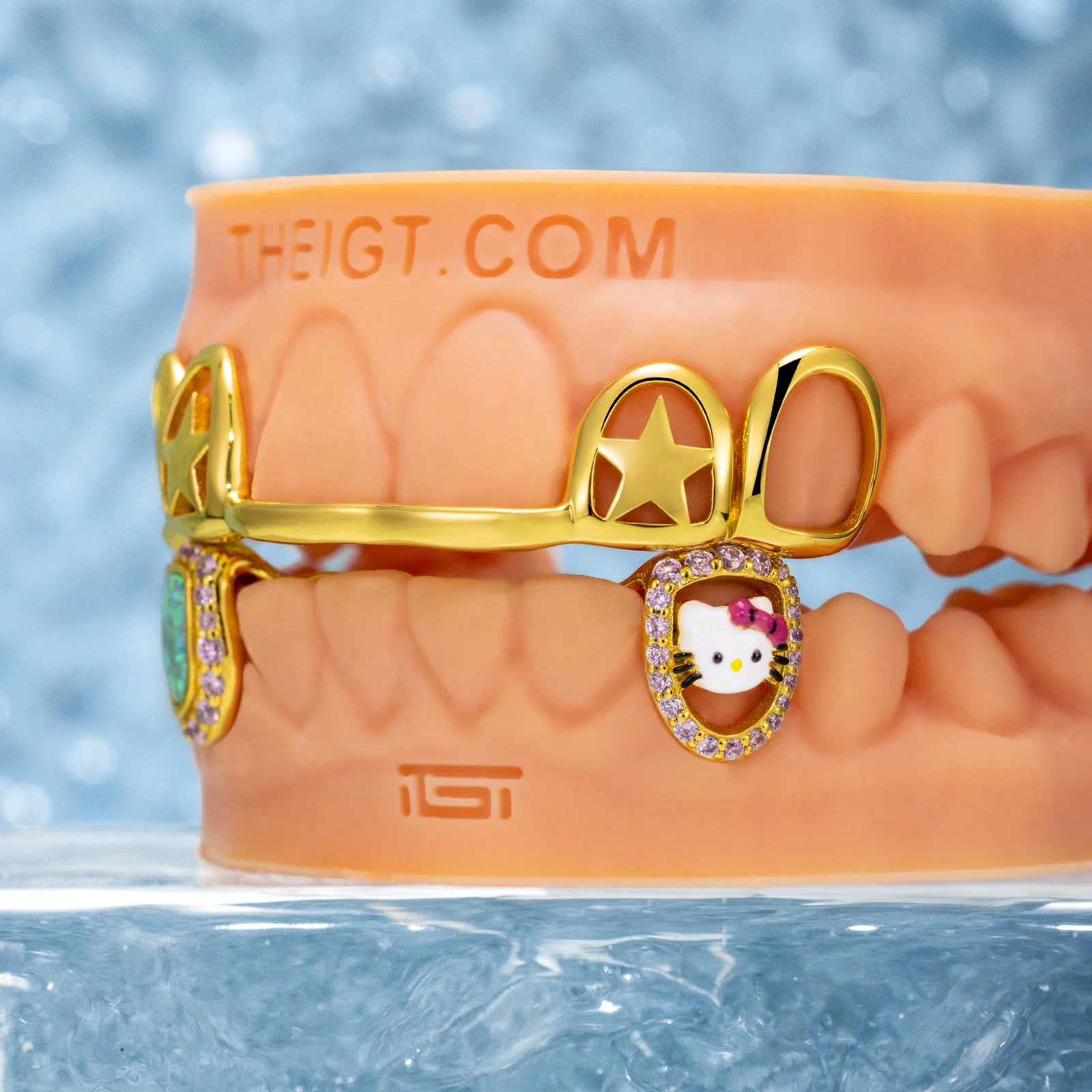 Double Star Cap (Top) W Opal & Kitty (Bottom) Grillz - Image 2