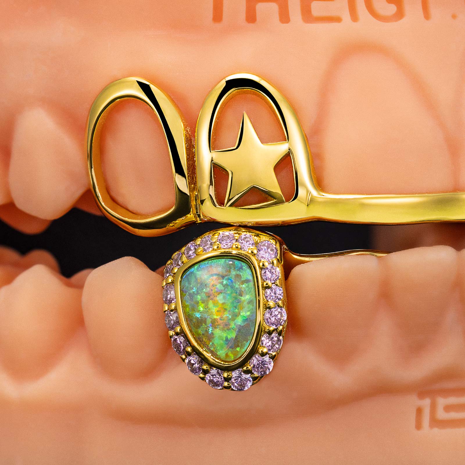 Double Star Cap (Top) W Opal & Kitty (Bottom) Grillz - Image 3