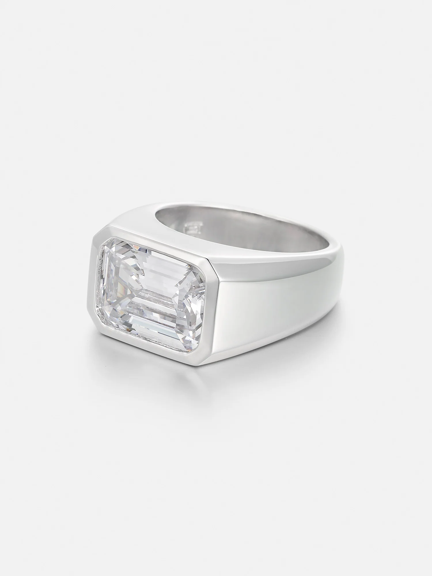 Emerald Cut Bezel-Set Moissanite Pinky Ring 10.0CTW - Image 3