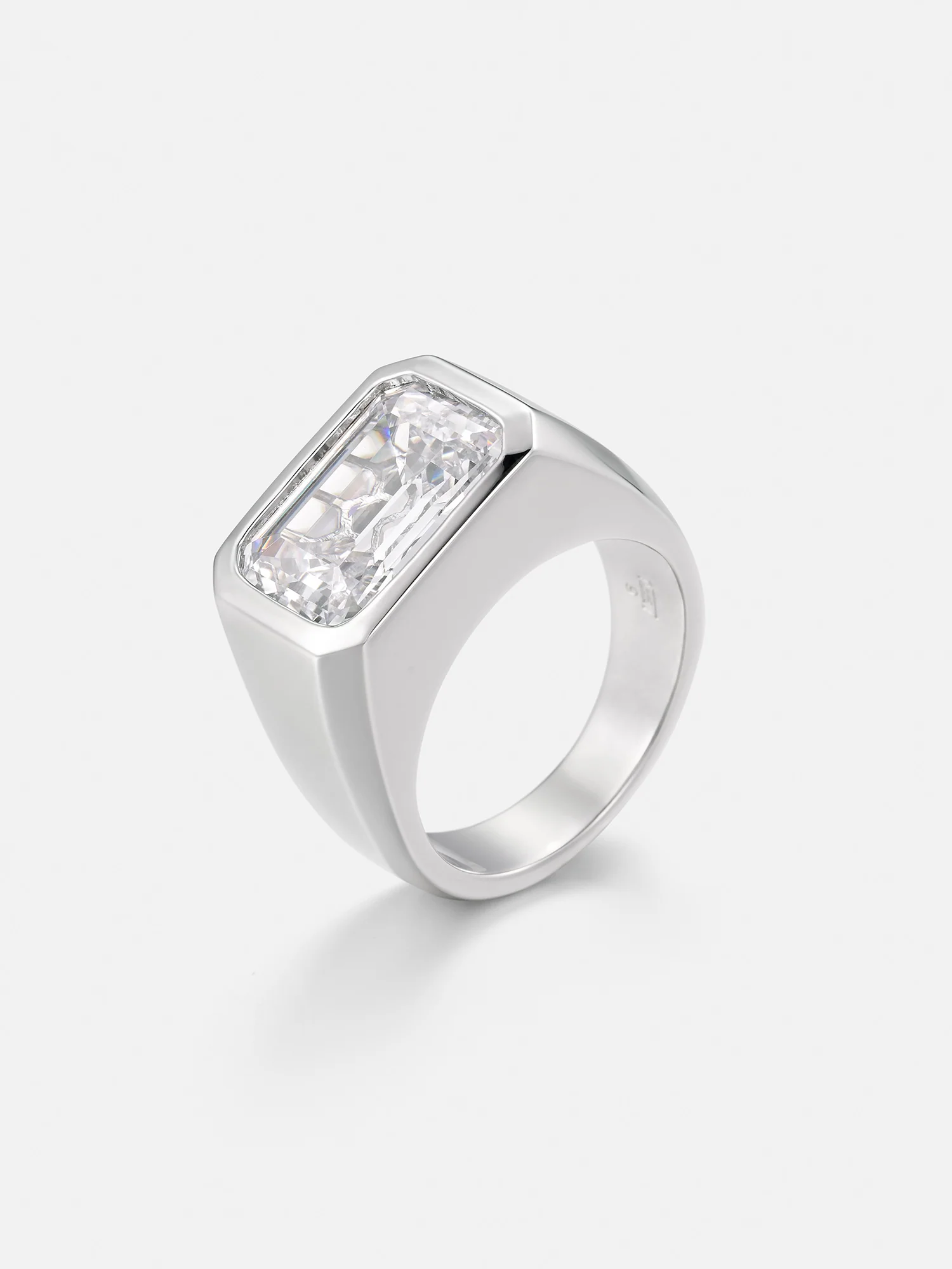 Emerald Cut Bezel-Set Moissanite Pinky Ring 10.0CTW - Image 4