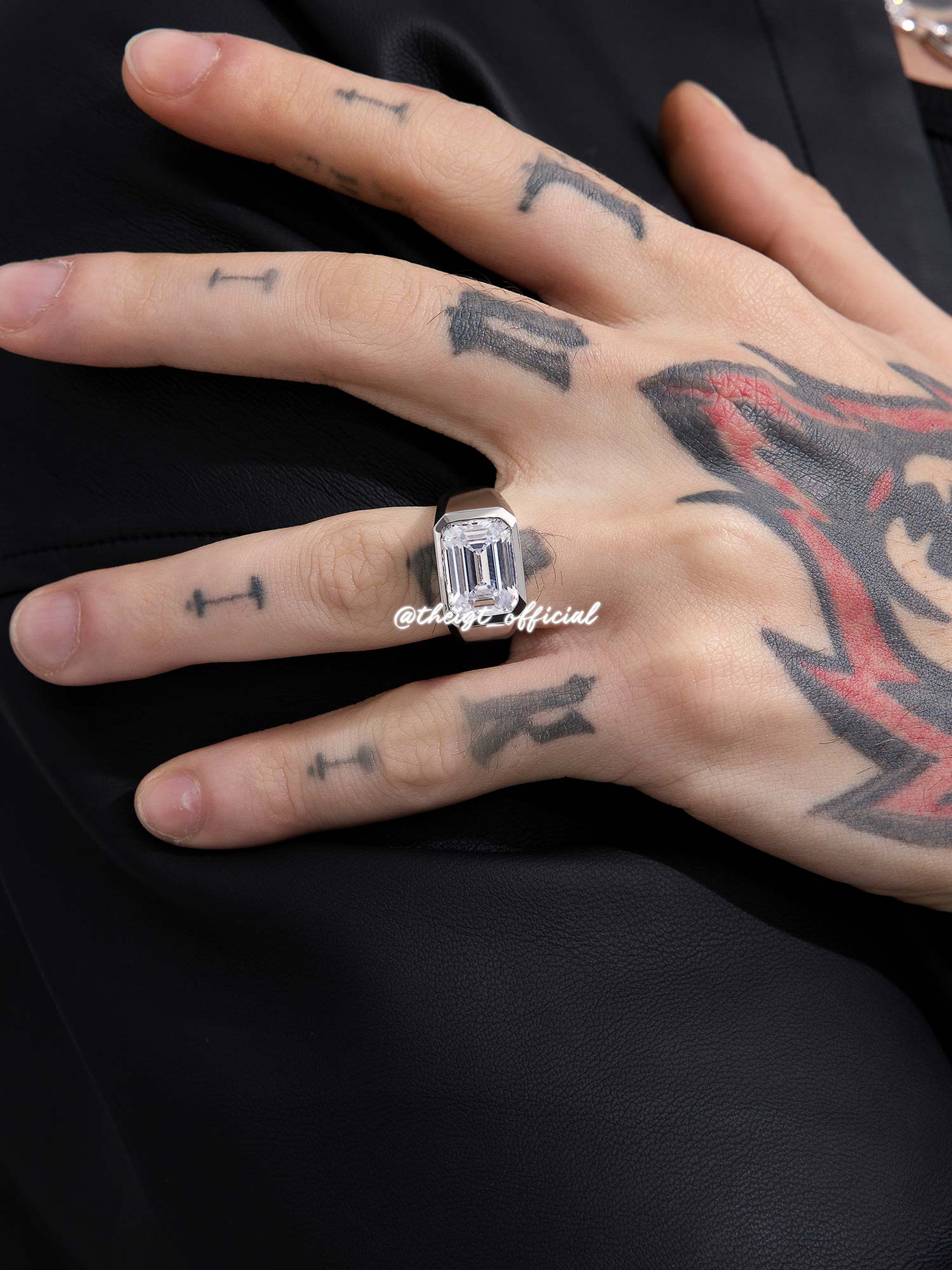 Emerald Cut Bezel-Set Moissanite Pinky Ring 10.0CTW - Image 6