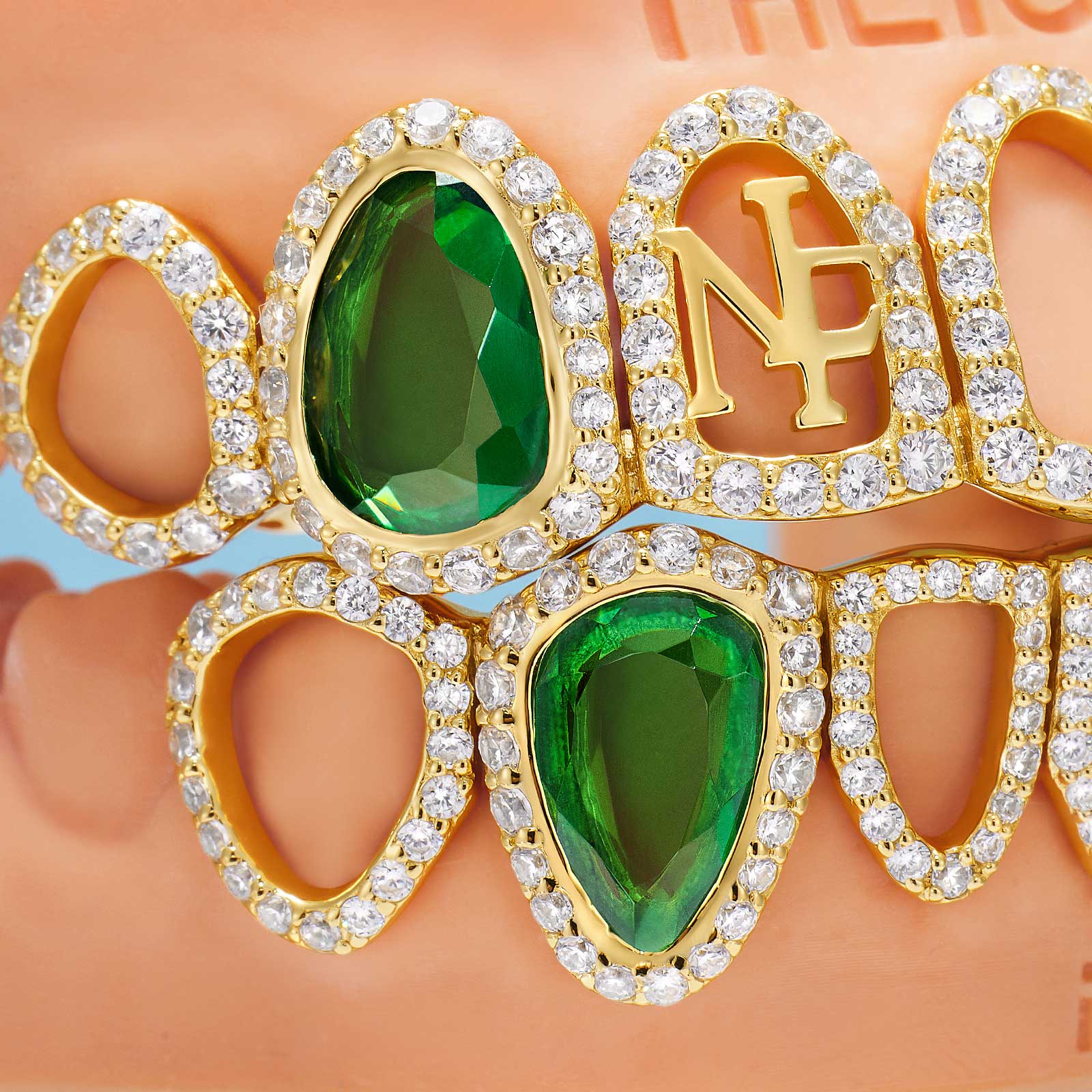 Emerald Flower Open-Face Signature Grillz - Image 2