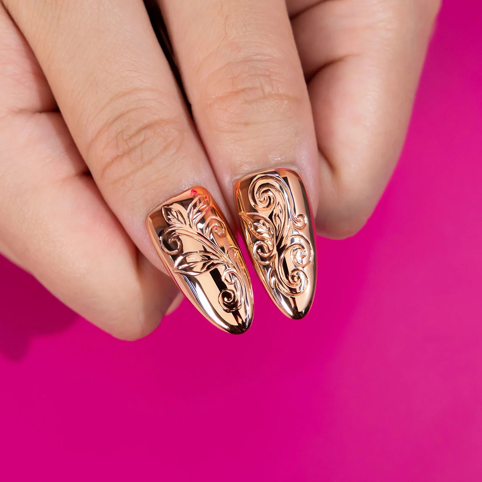 Engraved Rose Gold Nails - Image 10