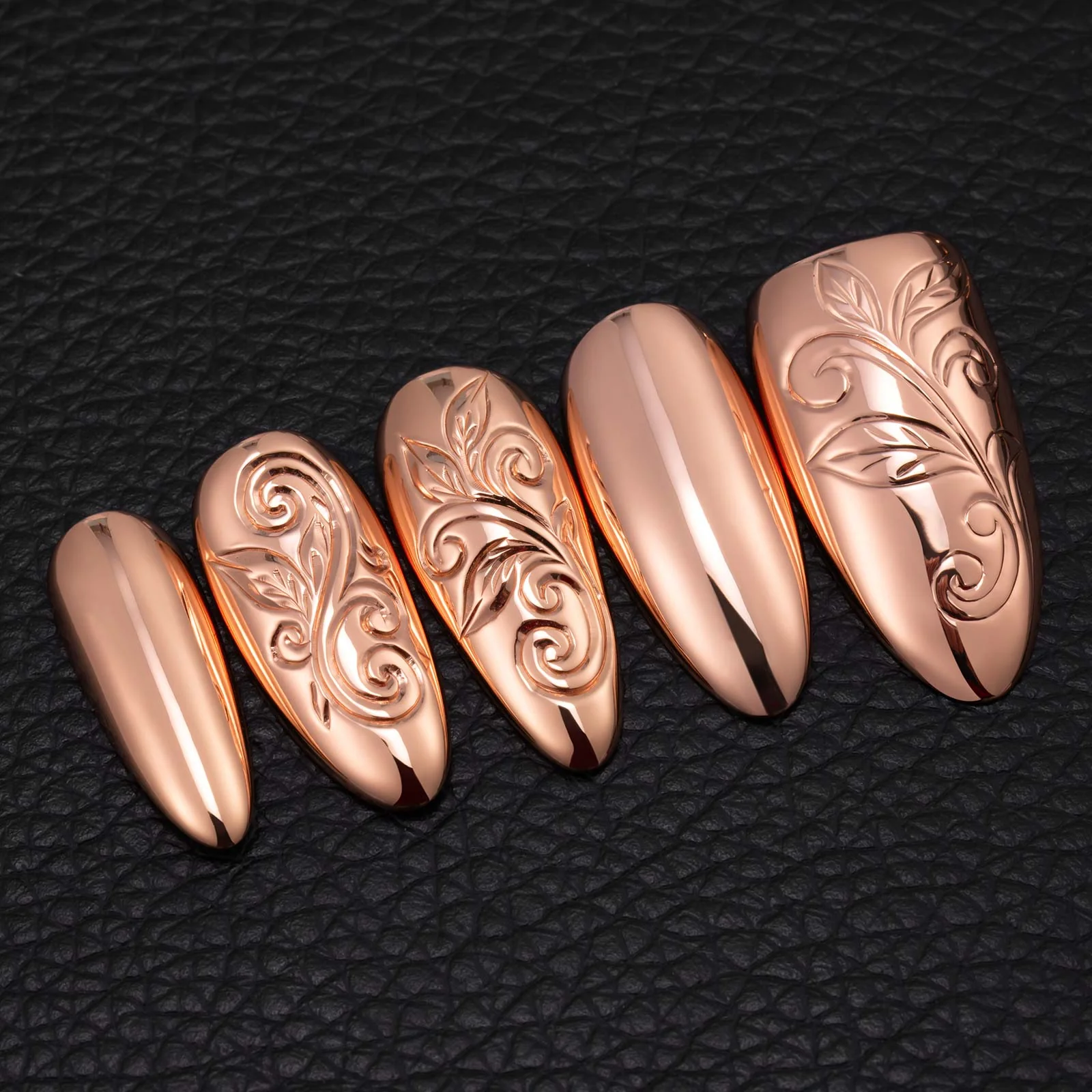 Engraved Rose Gold Nails - Image 3