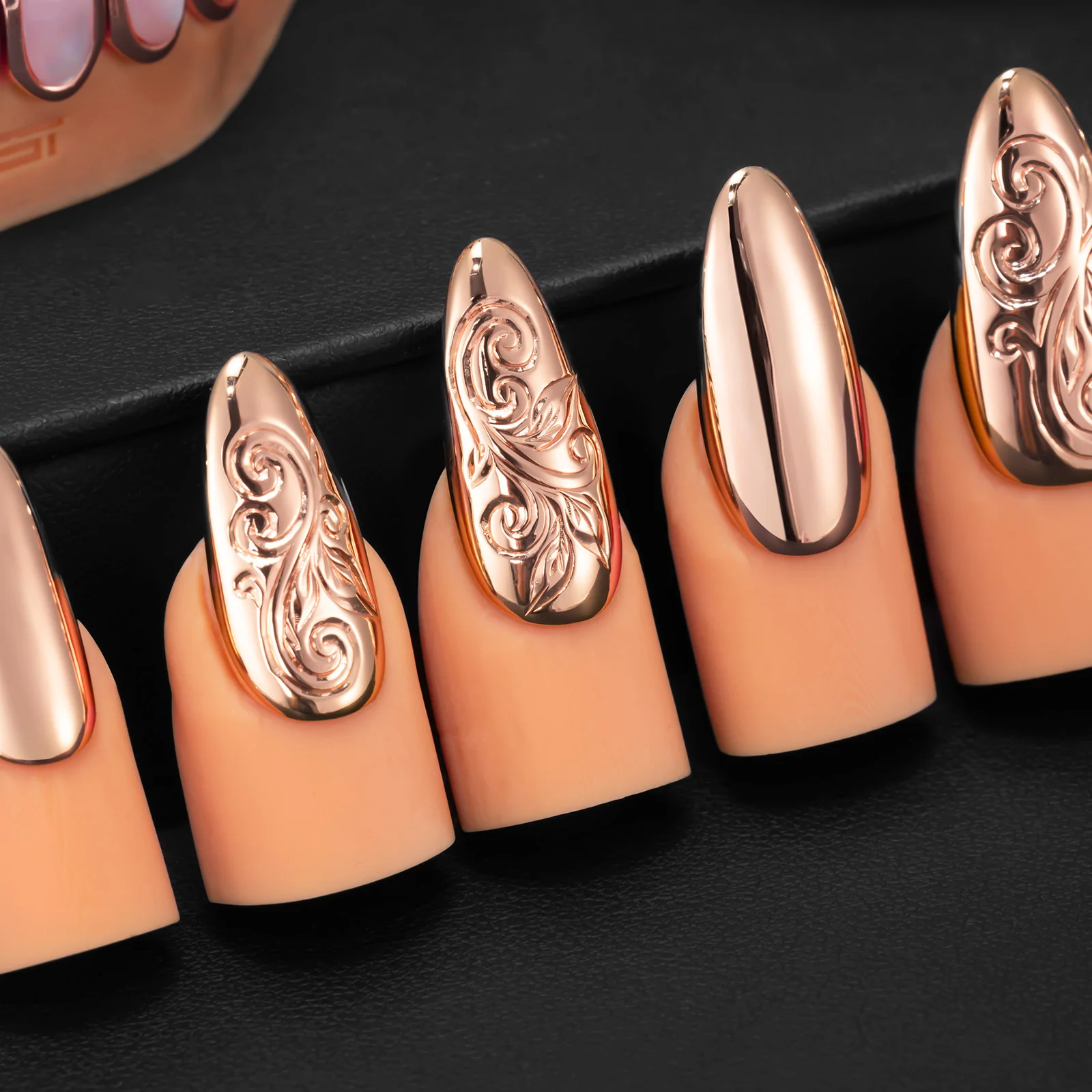 Engraved Rose Gold Nails - Image 5
