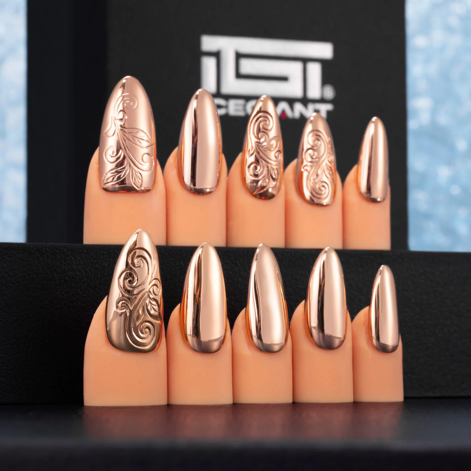 Engraved Rose Gold Nails - Image 6