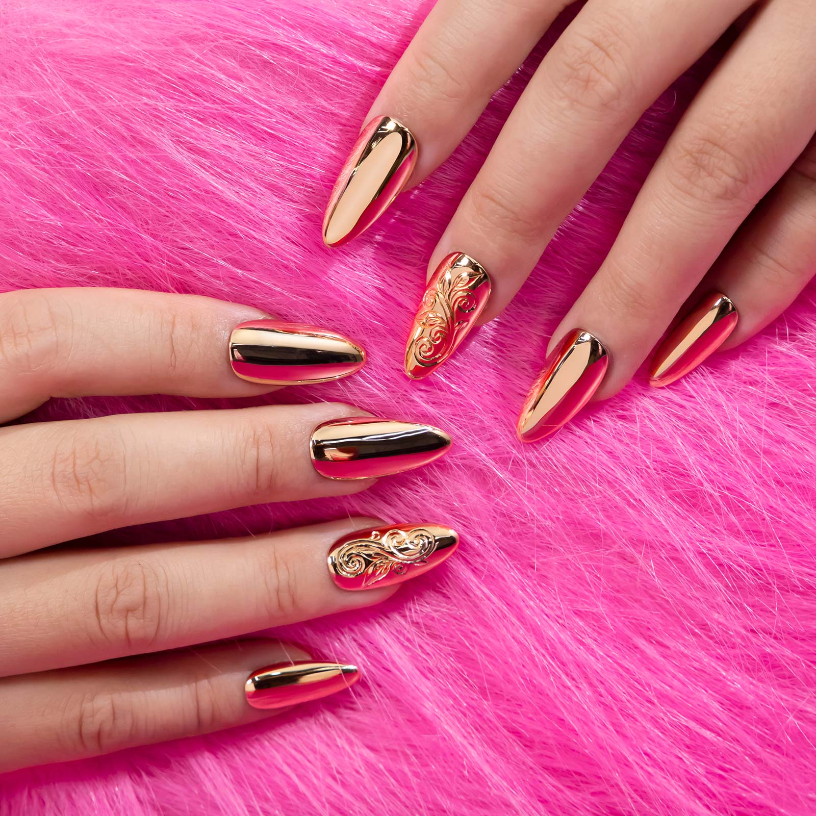 Engraved Rose Gold Nails - Image 8