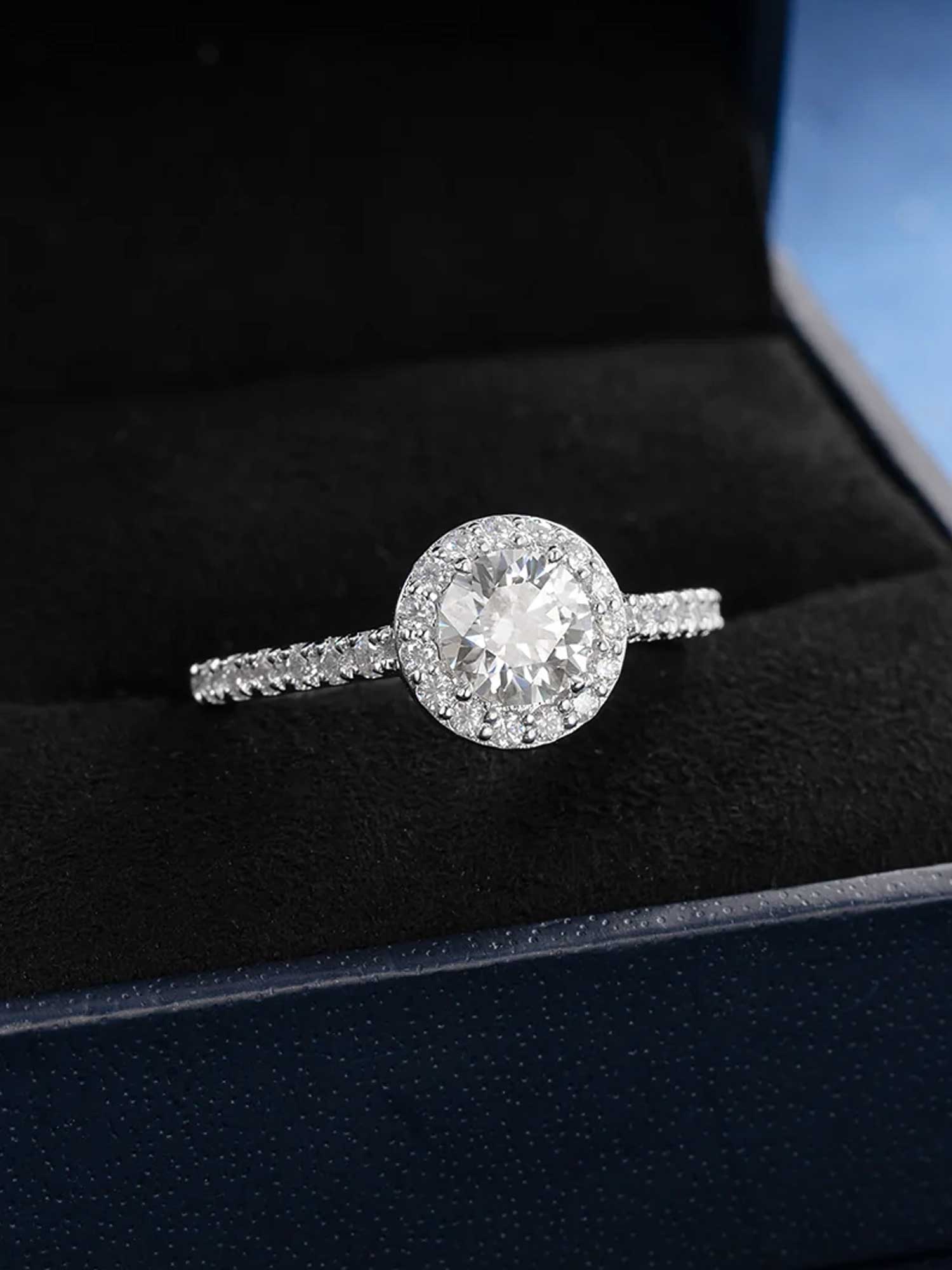 Floating Halo Moissanite Engagement Ring - Image 4