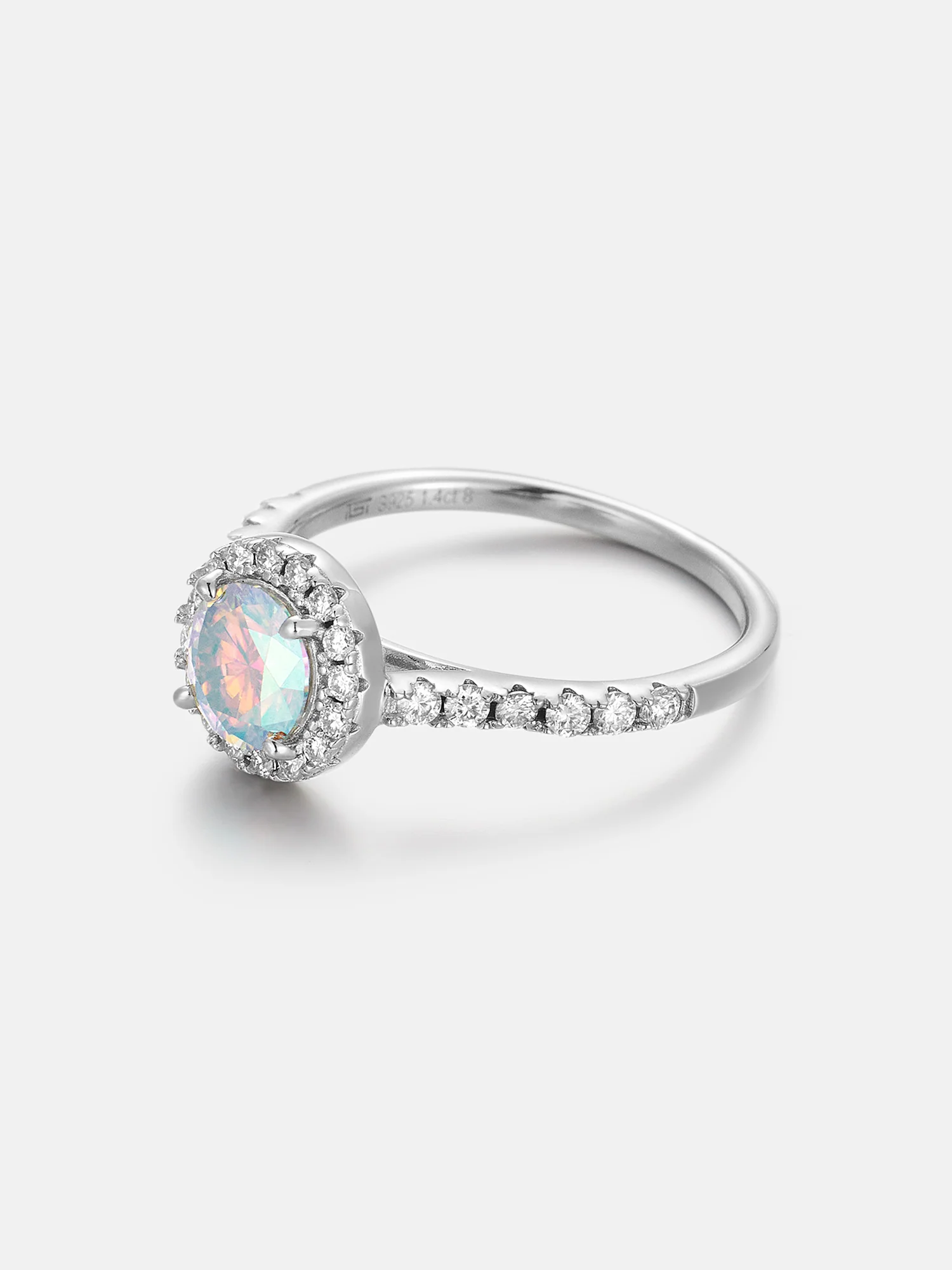 Floating Halo Rainbow Moissanite Engagement Ring - Image 3