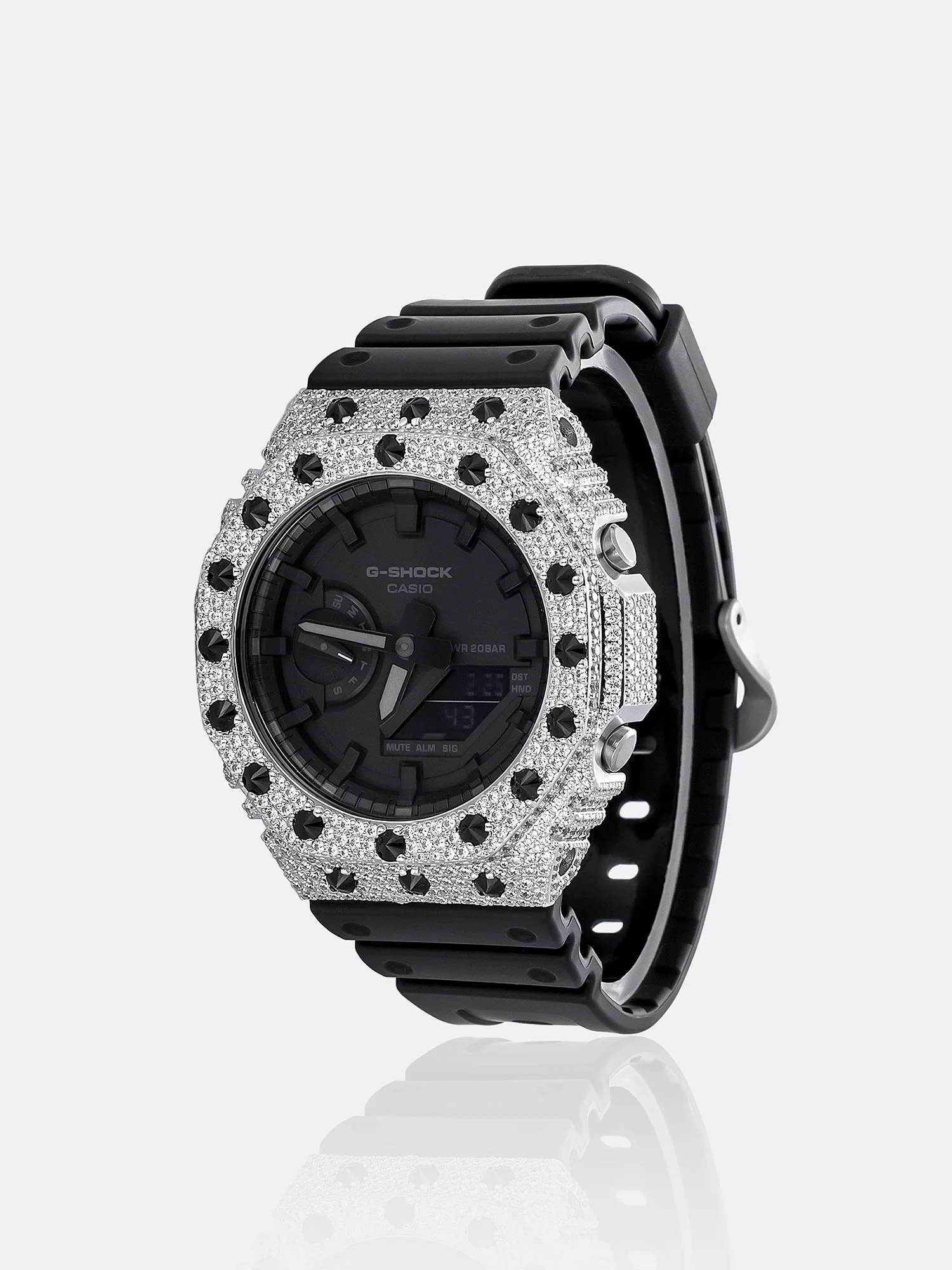 GA-2100 Reversed Black & Iced White Moissanite Case - Image 7