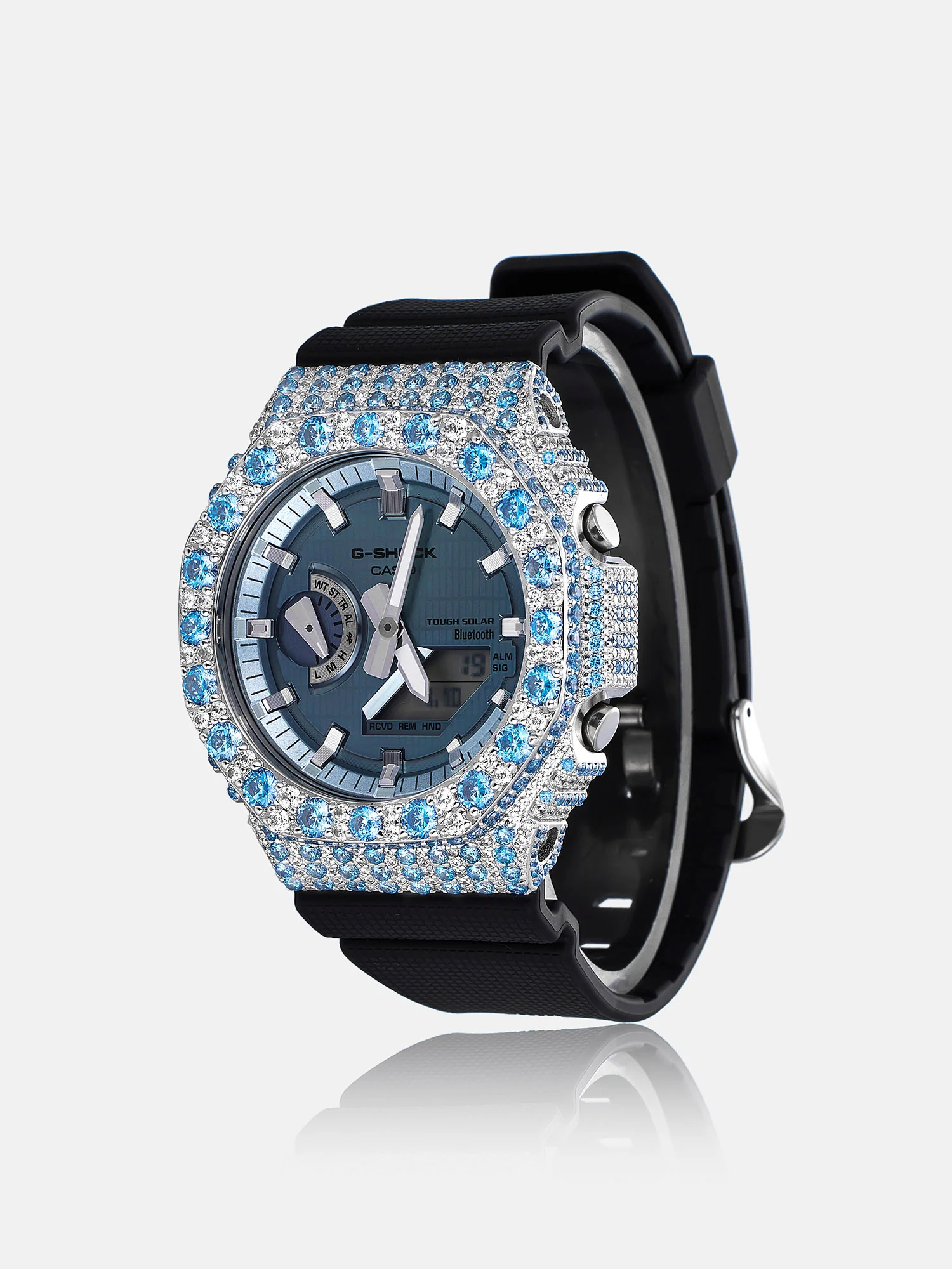 GM GBM 2100 Large Blue Gem Moissanite Iced Bezel - Image 3