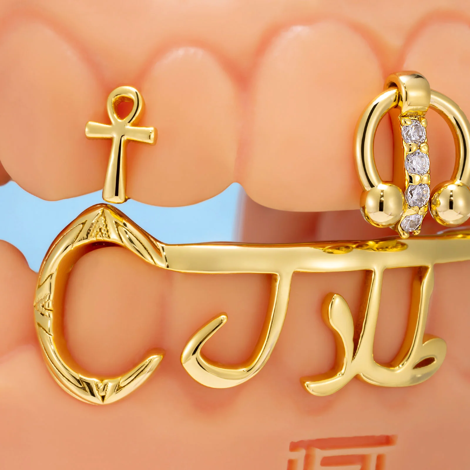Gold Ankh & Cross Grillz - Image 2