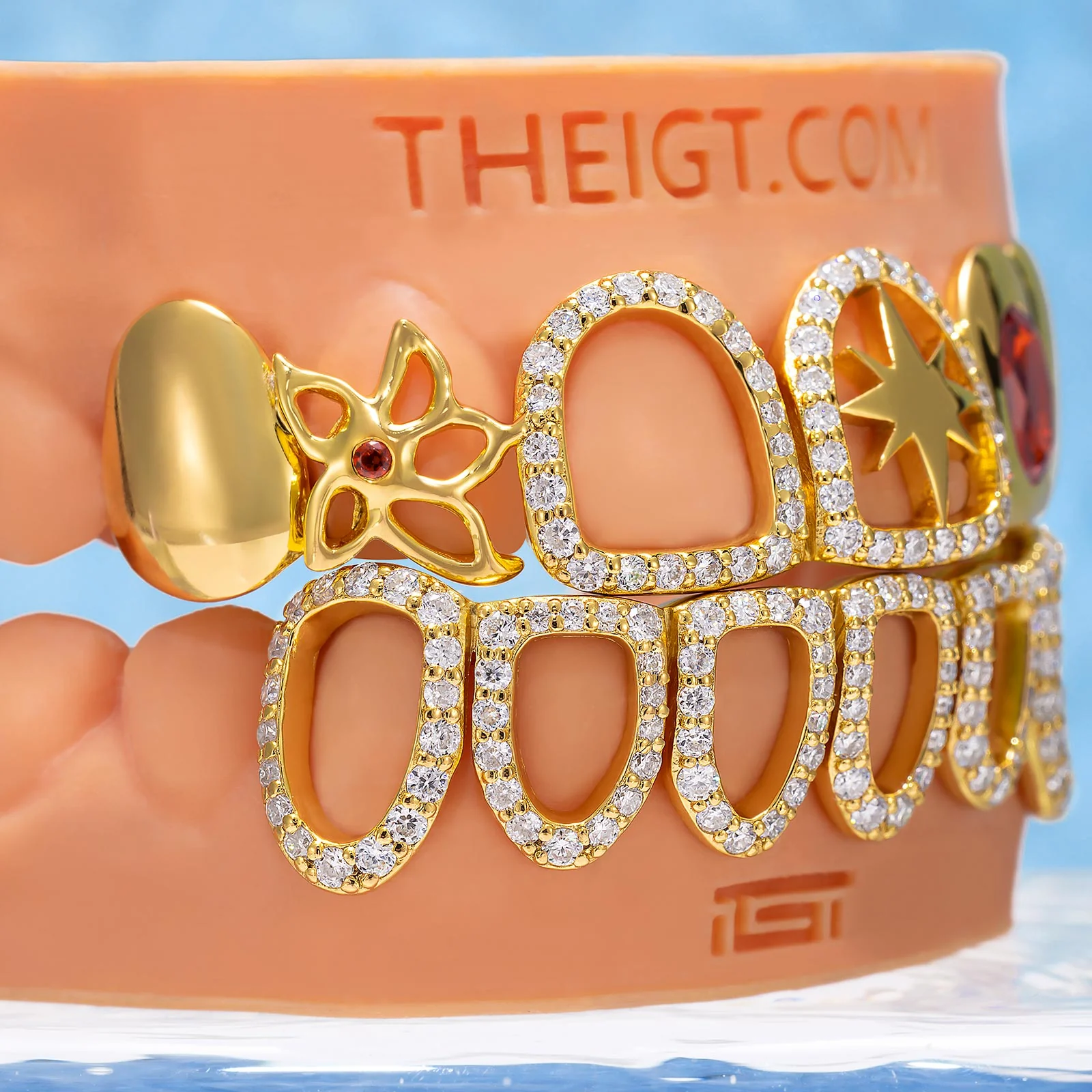 Gold Ruby Floral Open Grillz - Image 4